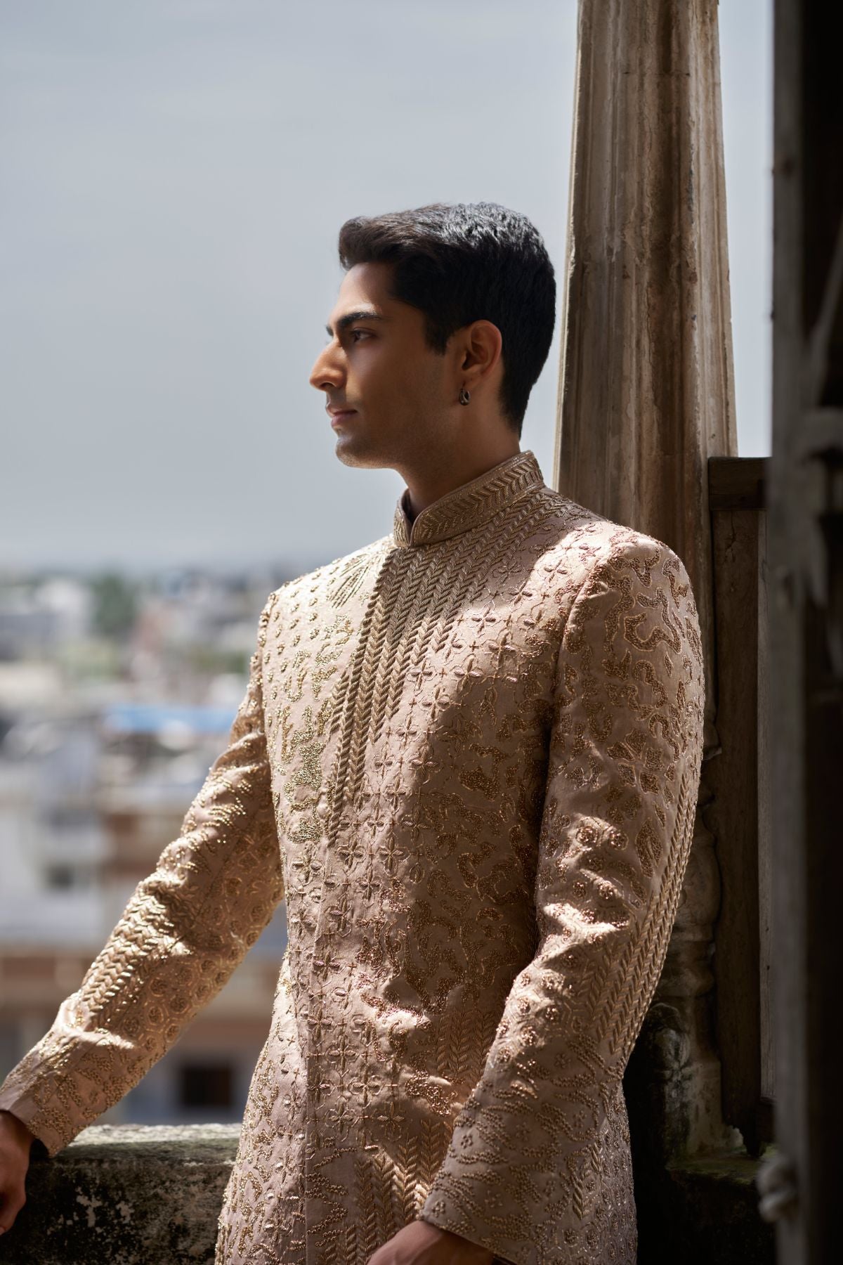 Copper Tissue Signature Zardozi Sherwani