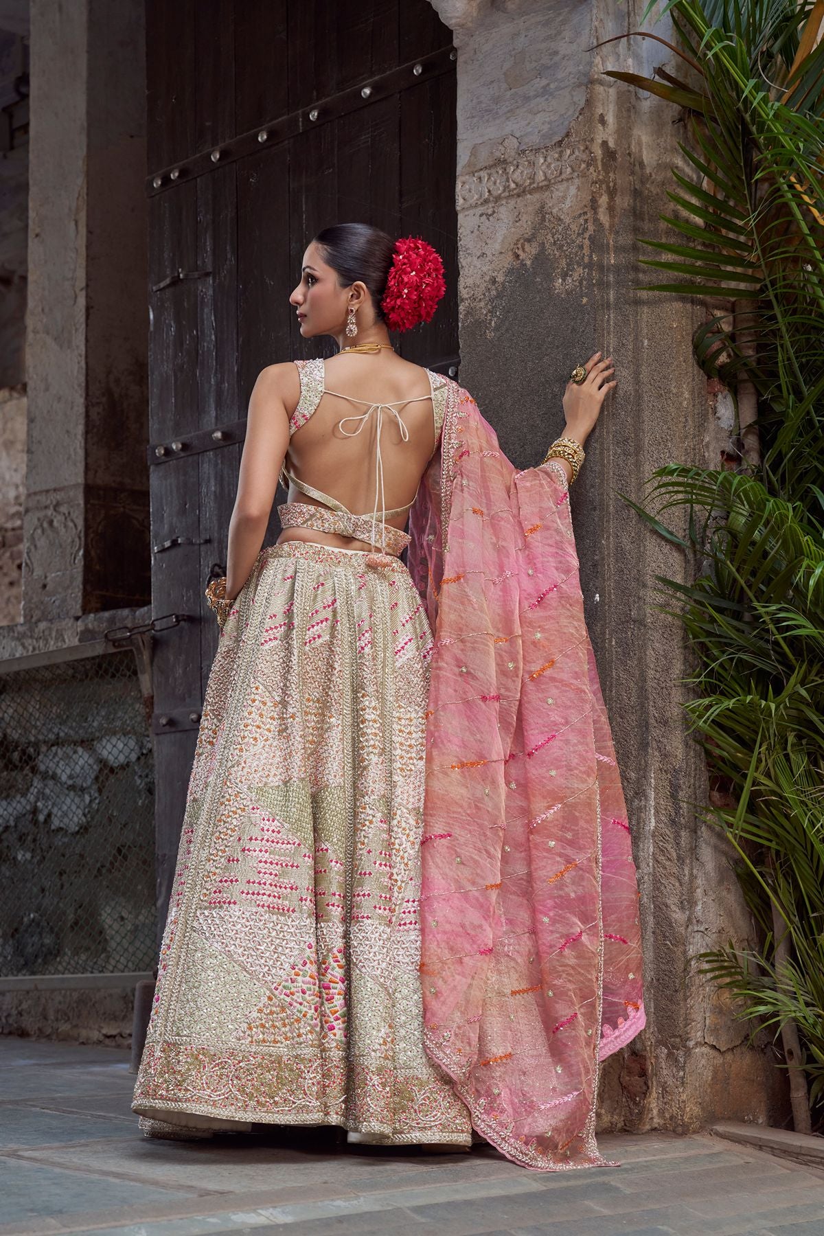 Gold Geometric Lehenga