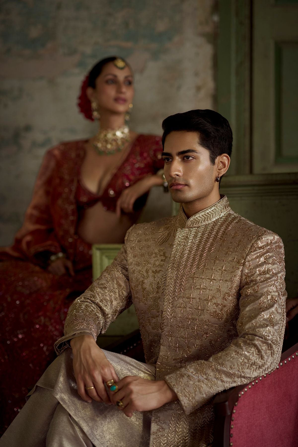 Ombre Red Kahaani Lehenga
