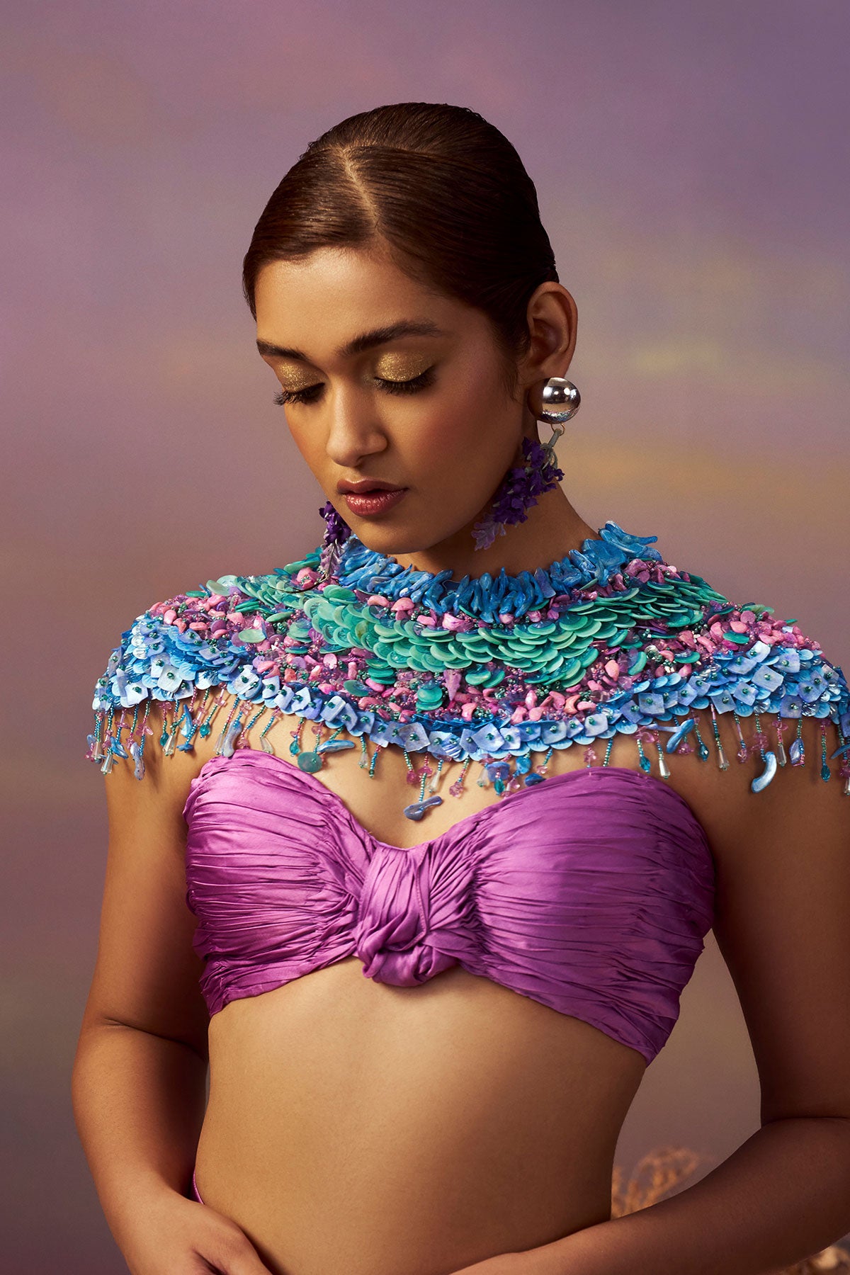 Ombre Draped skirt with gathered bustier