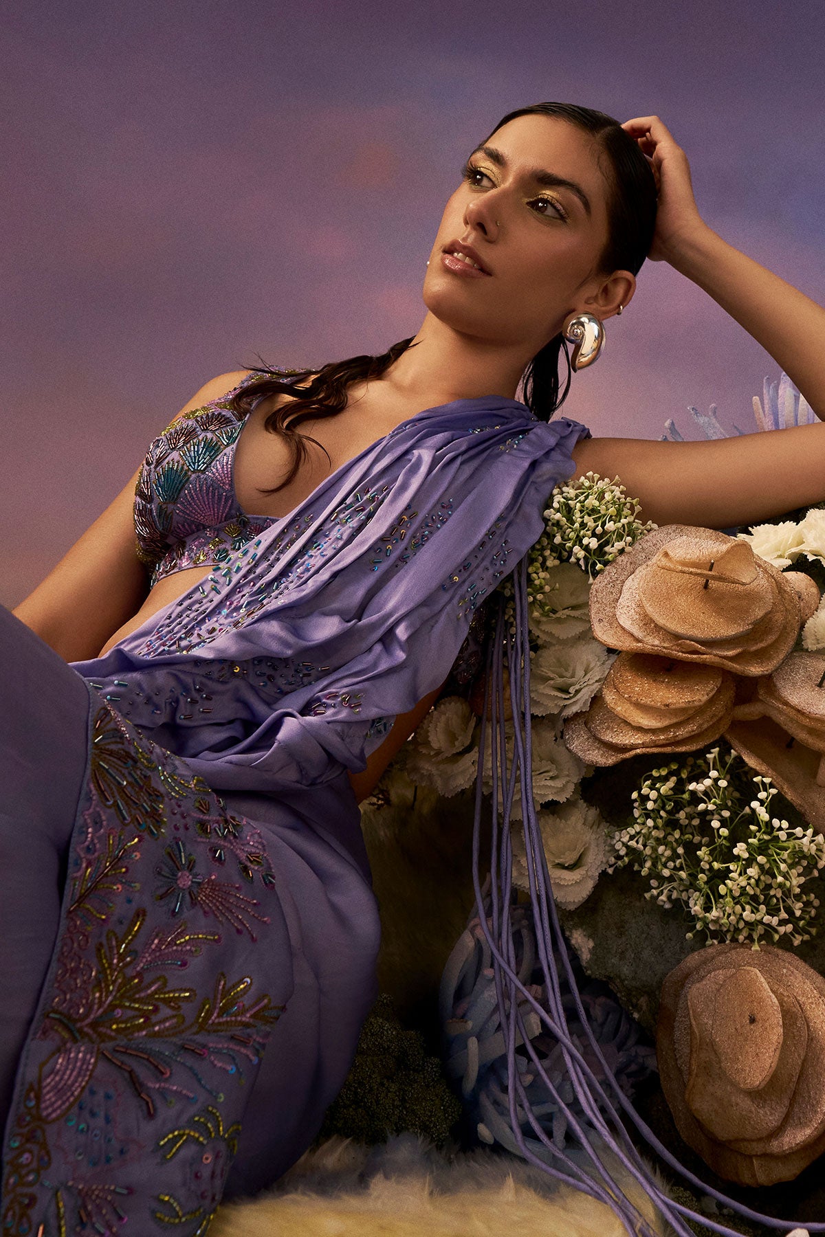 Coral Palazzo with Drape
