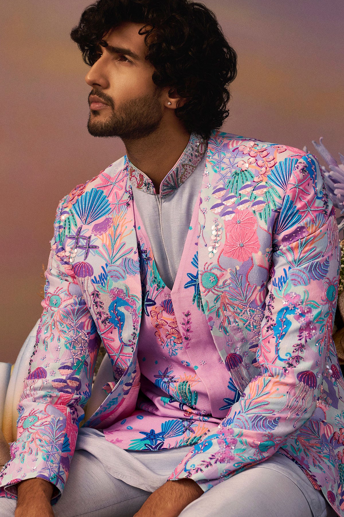 Blue Samundar Indowestern Set