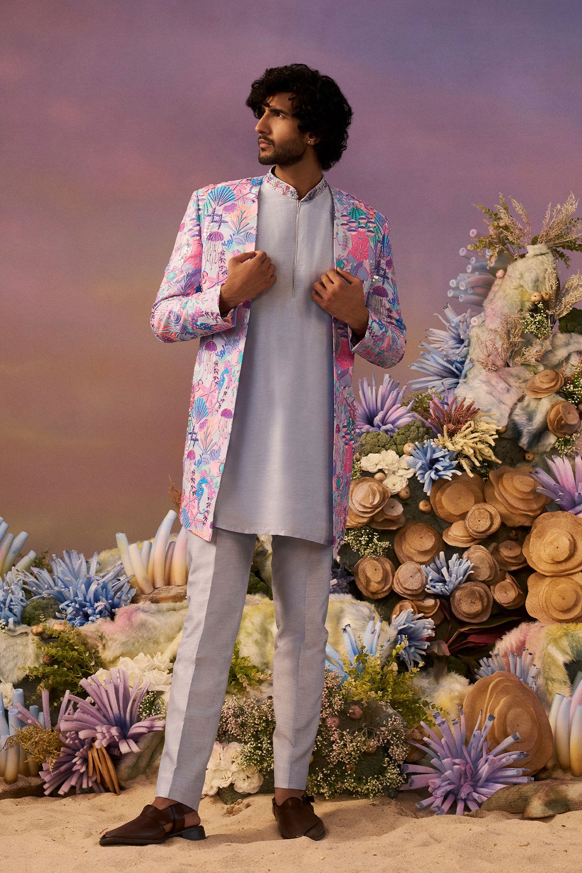 Blue Samundar Indowestern Set