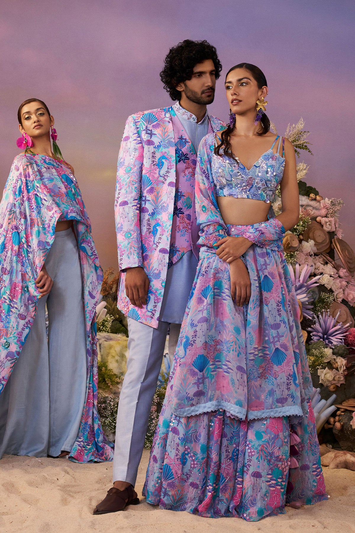 Blue Samundar Indowestern Set