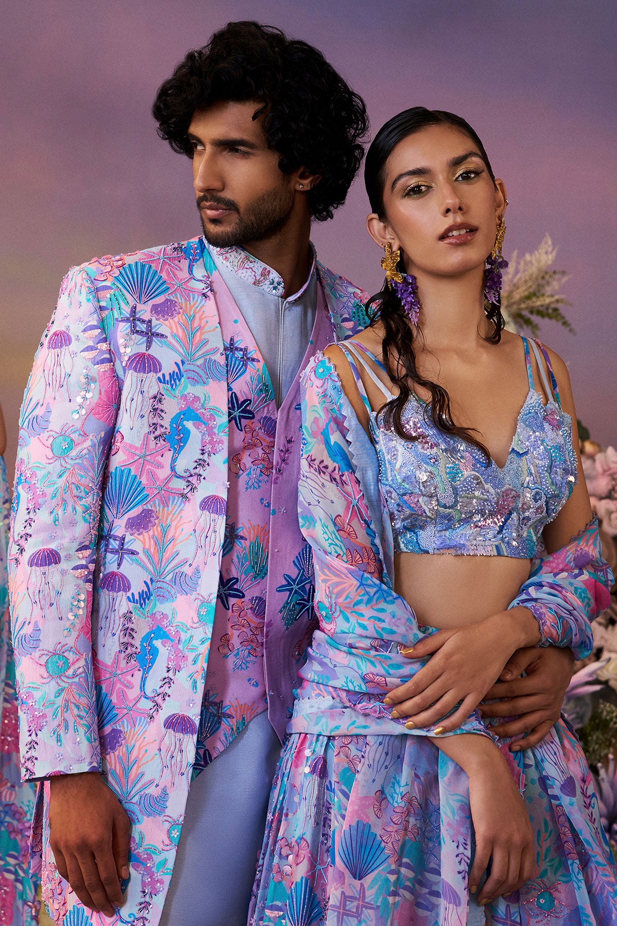 Blue Samundar Indowestern Set