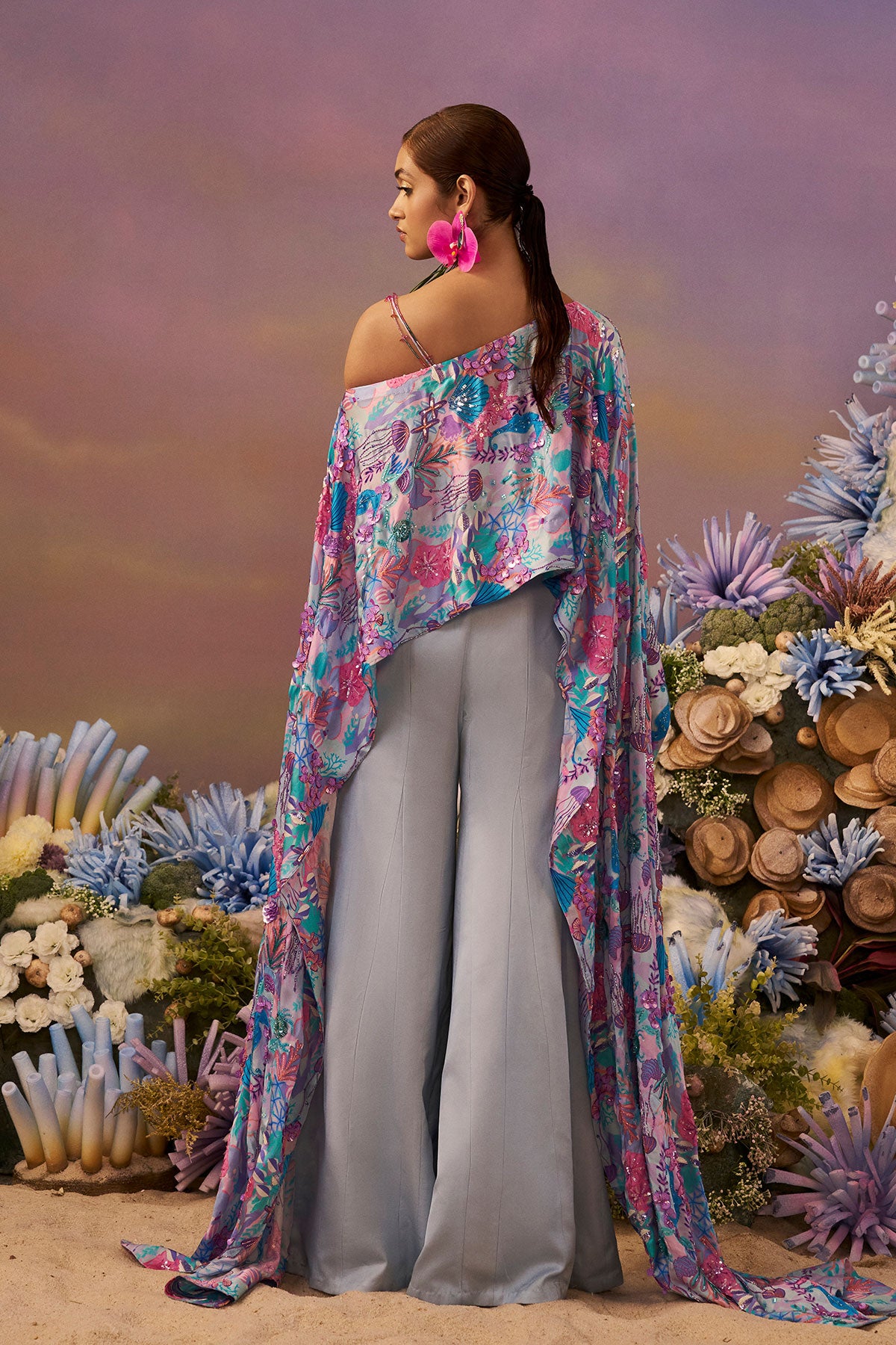 Samundar Off-Shoulder Cape Set