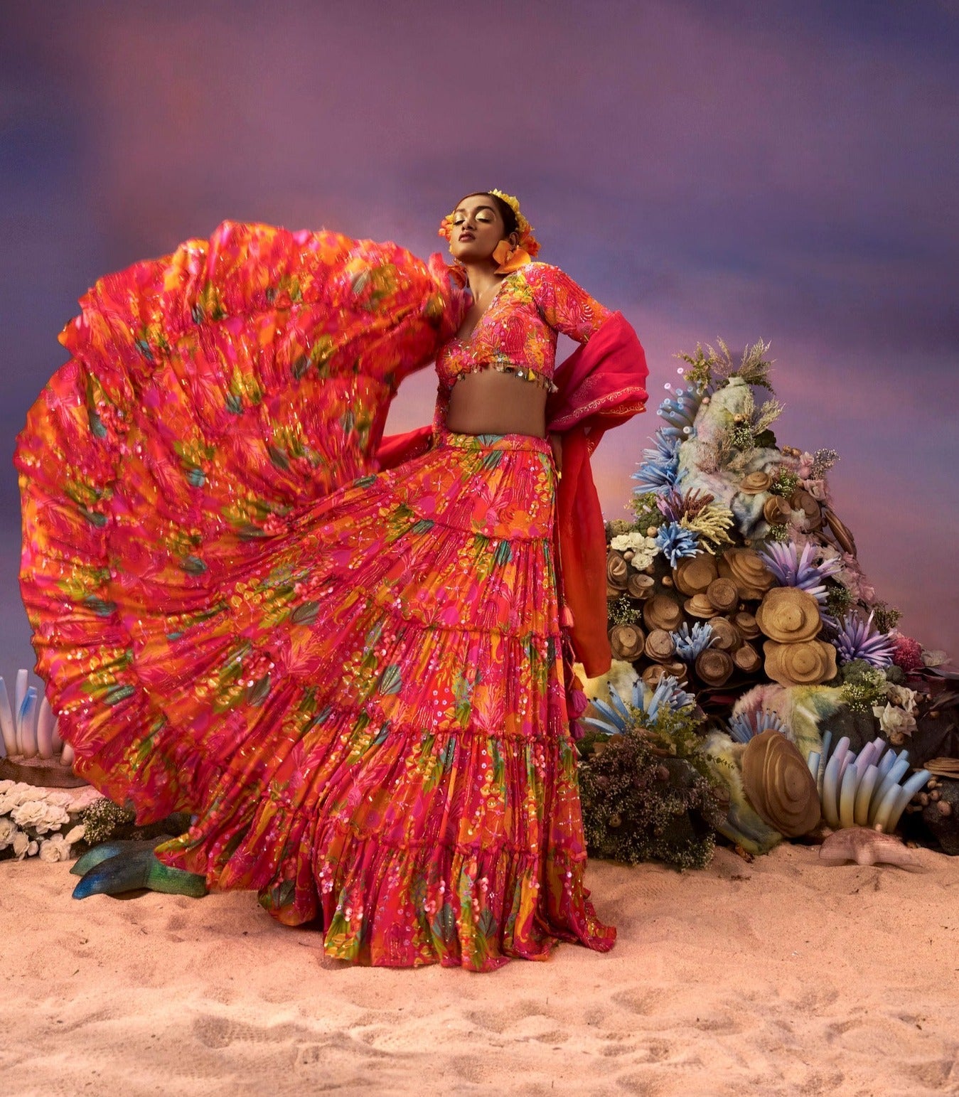 Pink Frill Lehenga