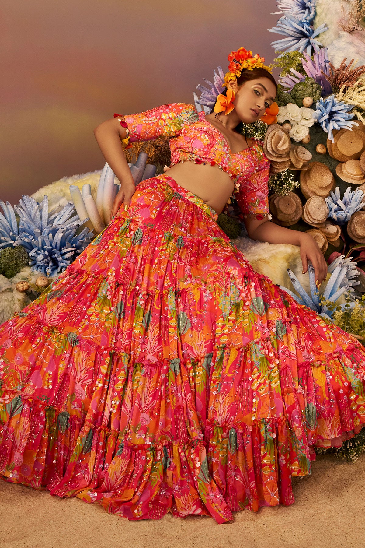 Pink Frill Lehenga