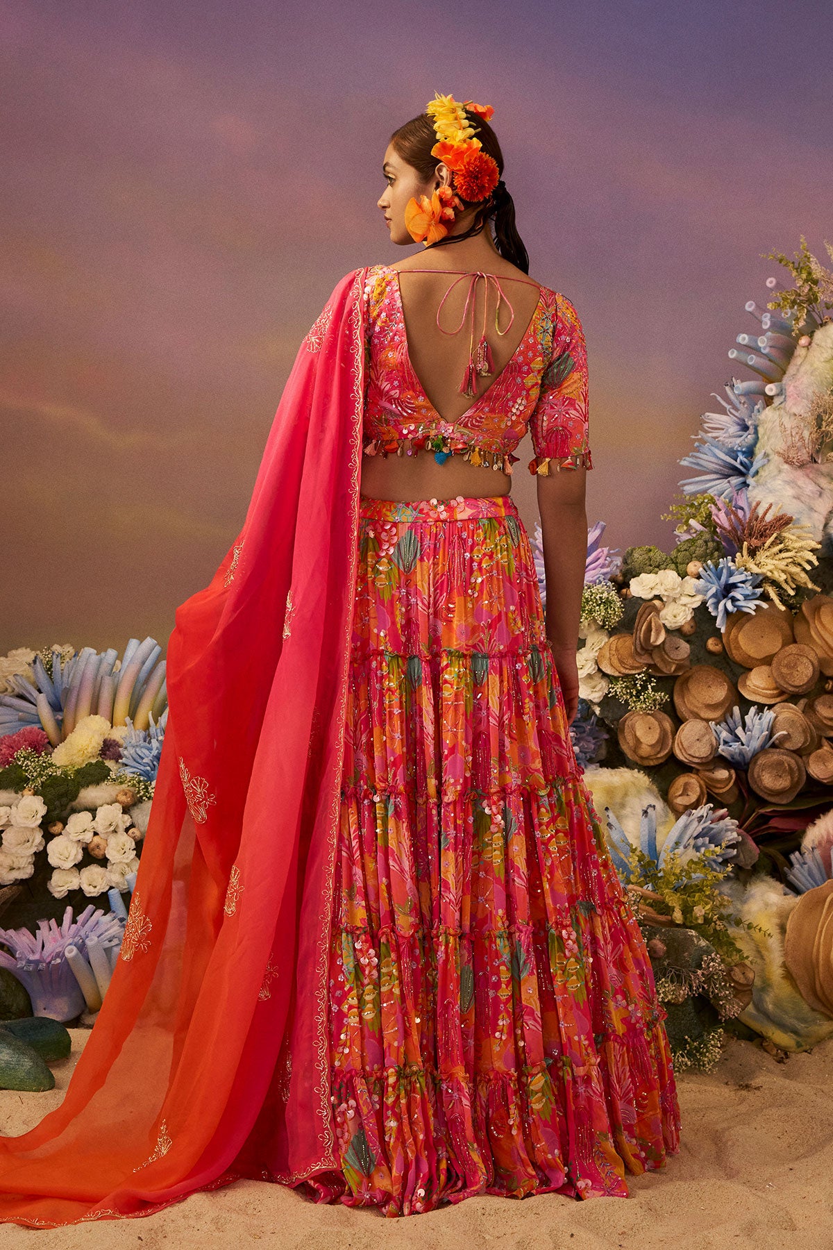 Pink Frill Lehenga