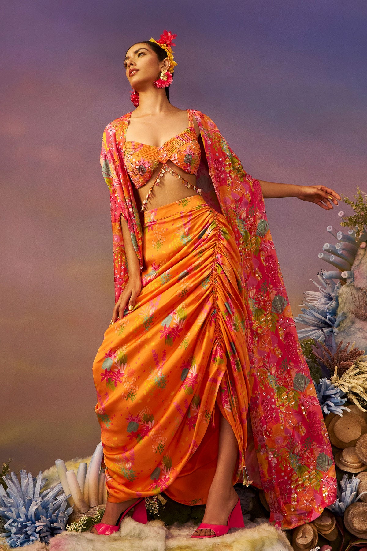 Samundar Drape Skirt with Cape