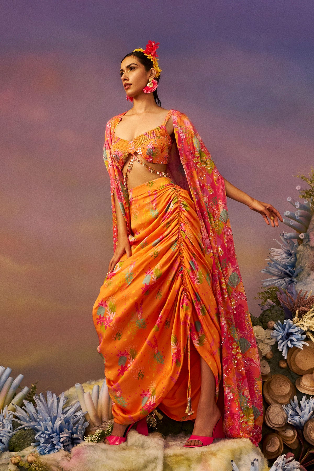 Samundar Drape Skirt with Cape