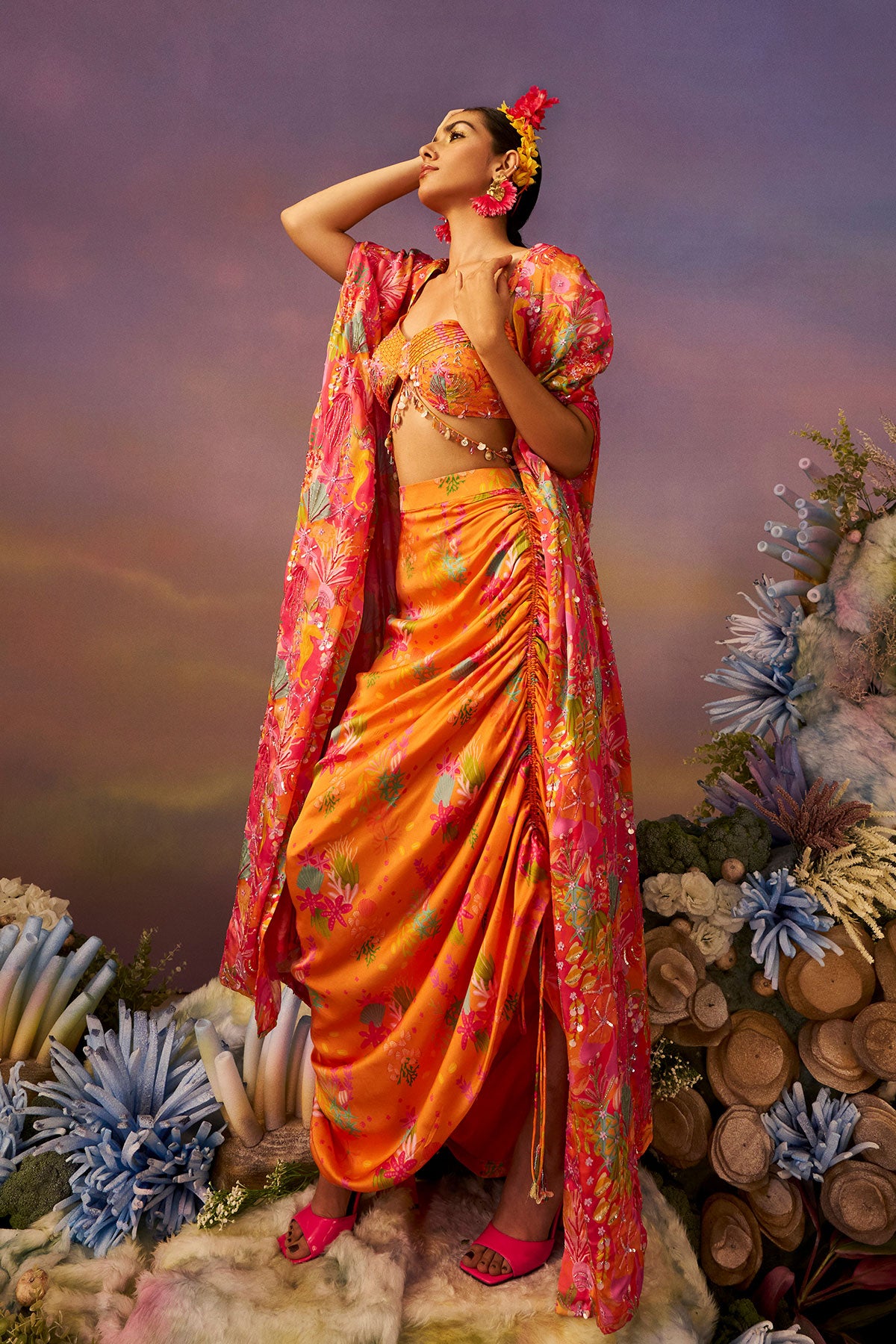 Samundar Drape Skirt with Cape