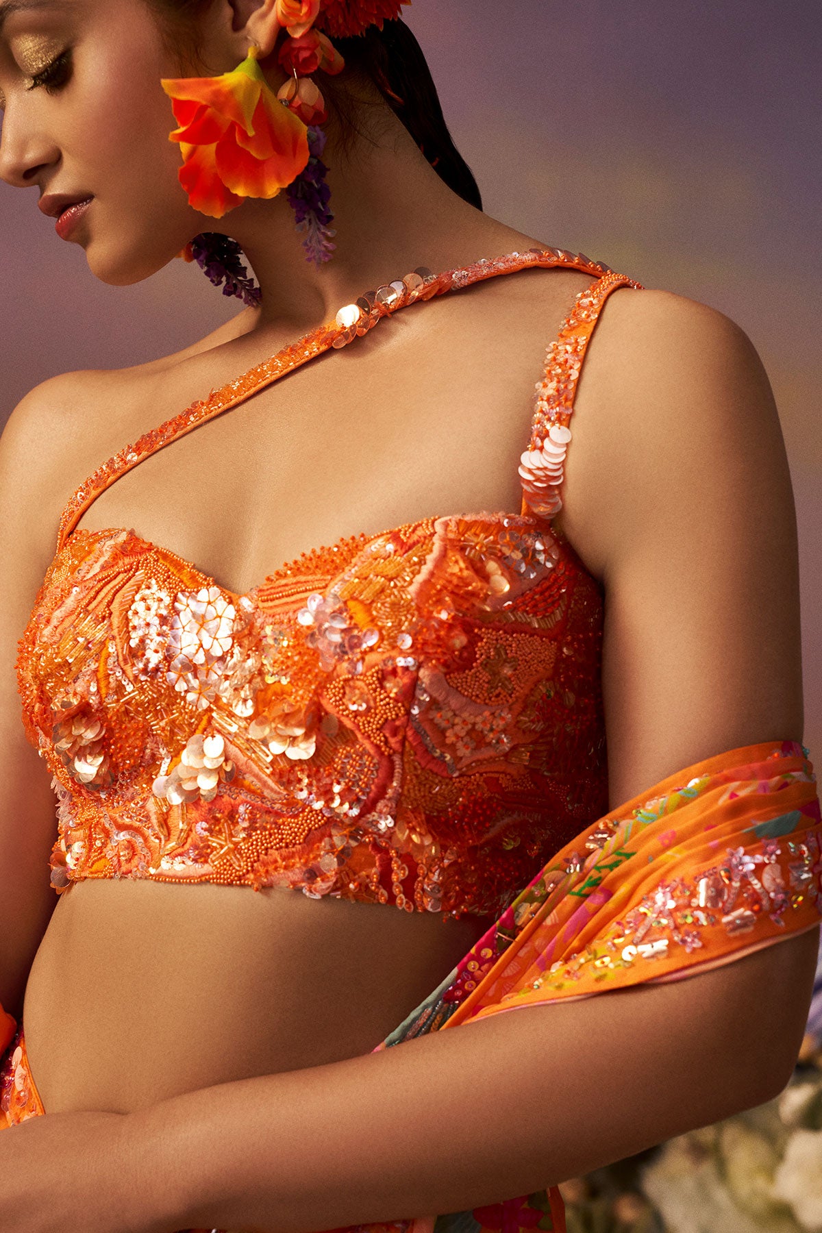 Orange Samundar Drape saree