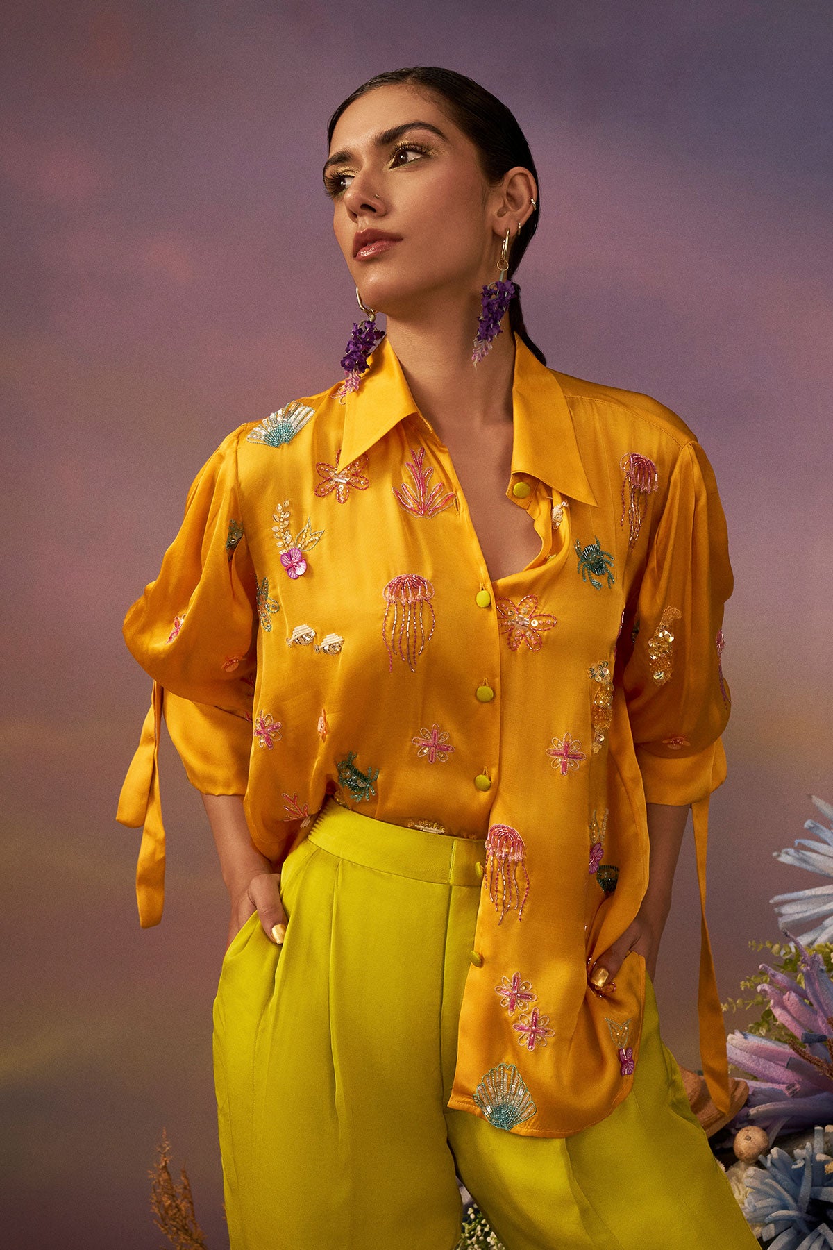 Mango samundar embroidery pant suit
