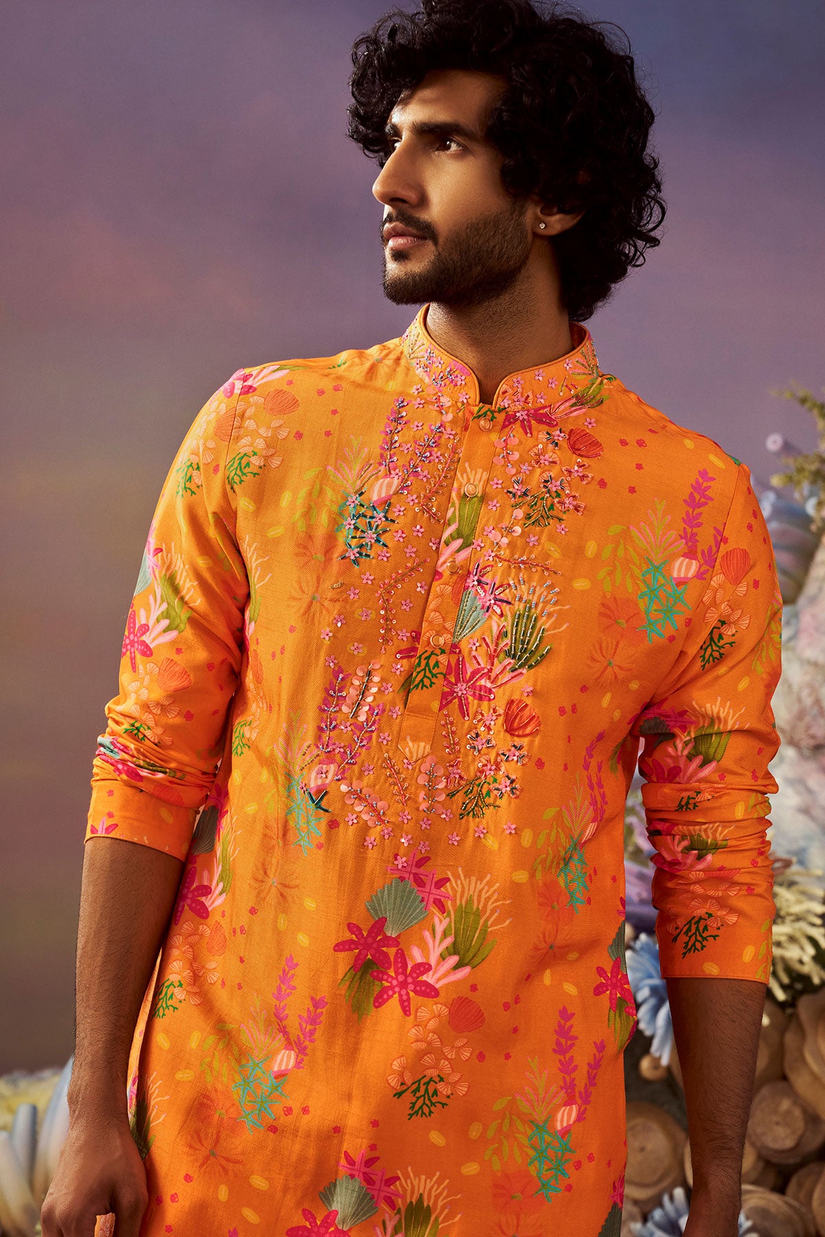 Orange Coral Kurta Set