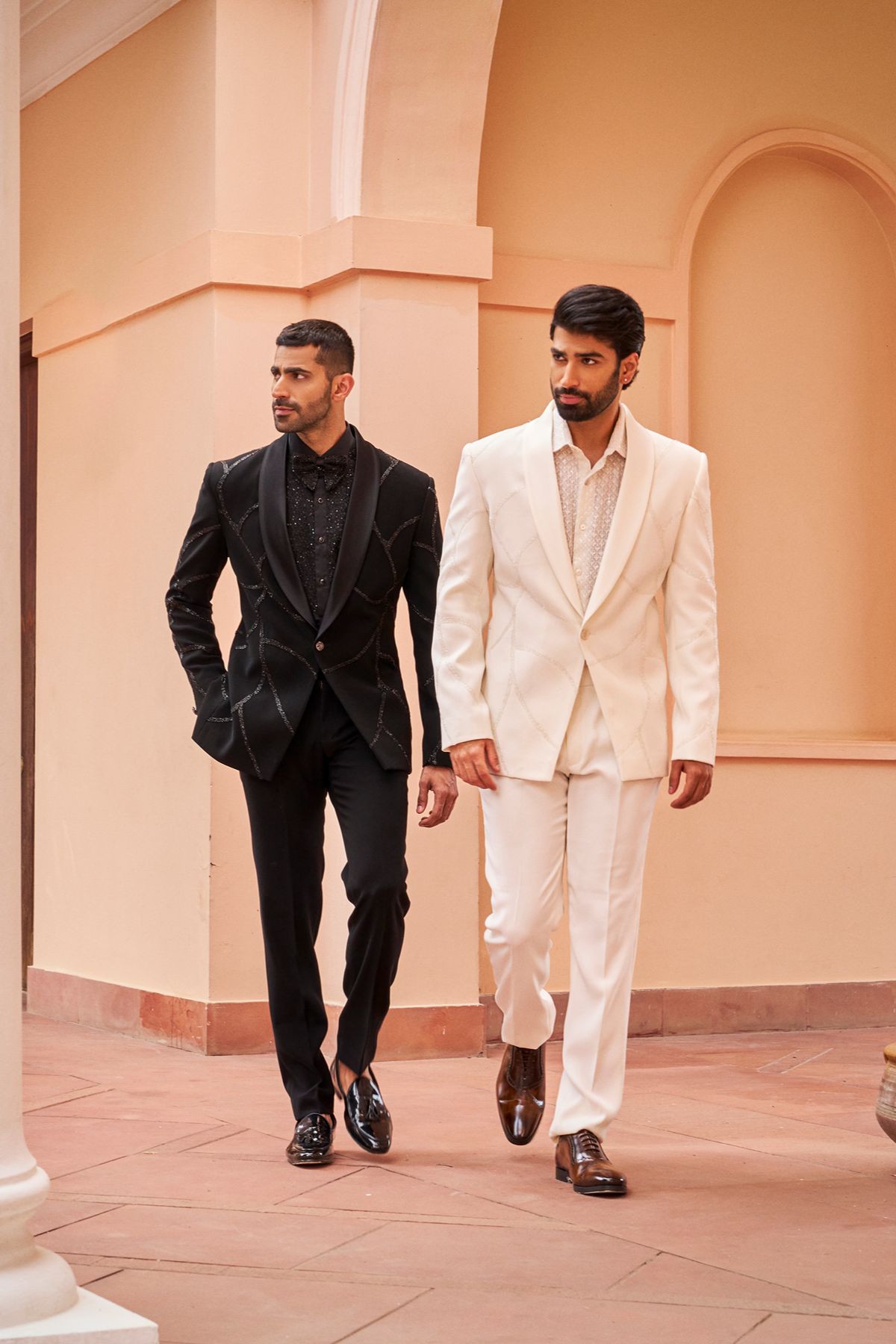 Black Abstract Embroidery Tuxedo
