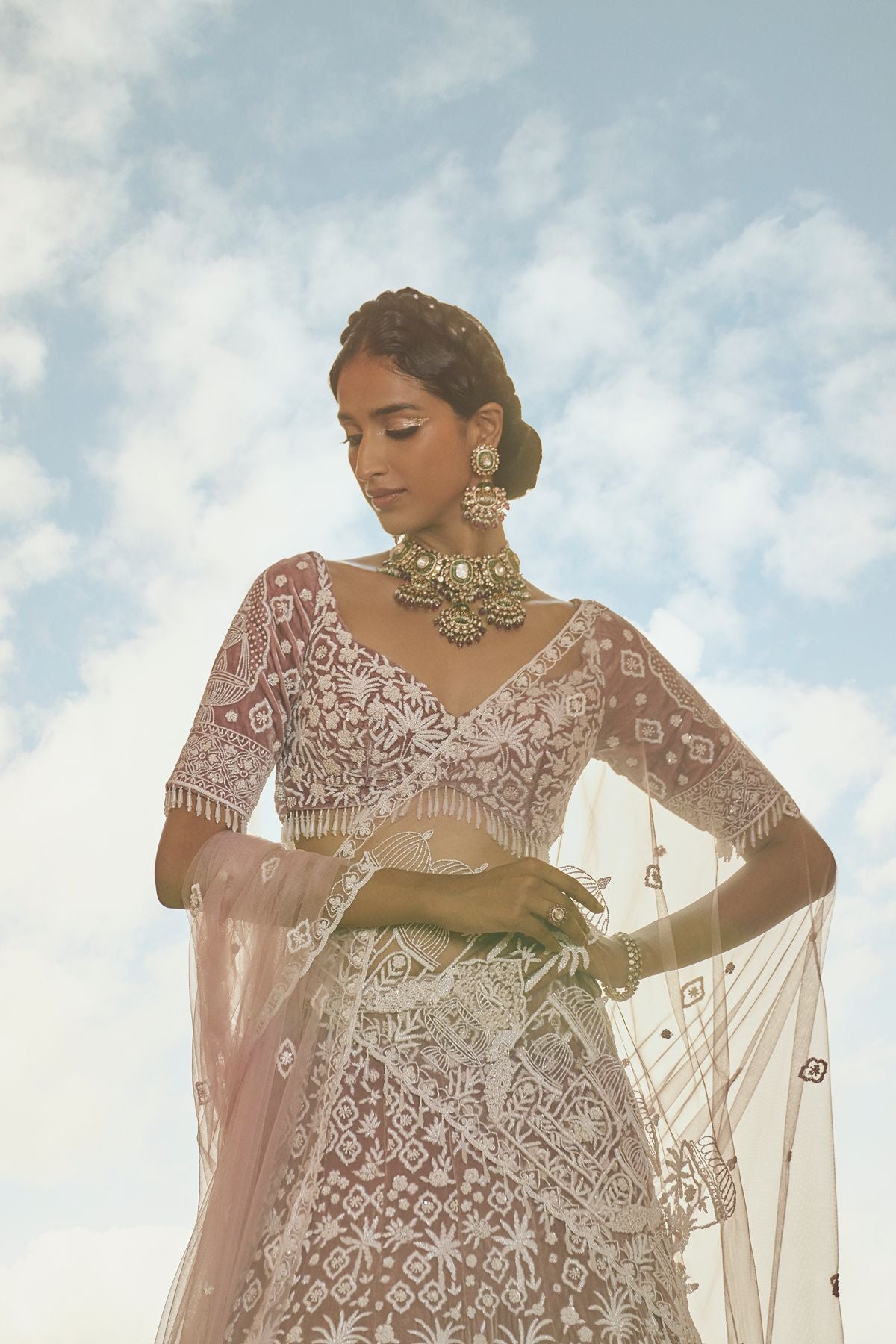 Mauve Royal Garden Lehenga