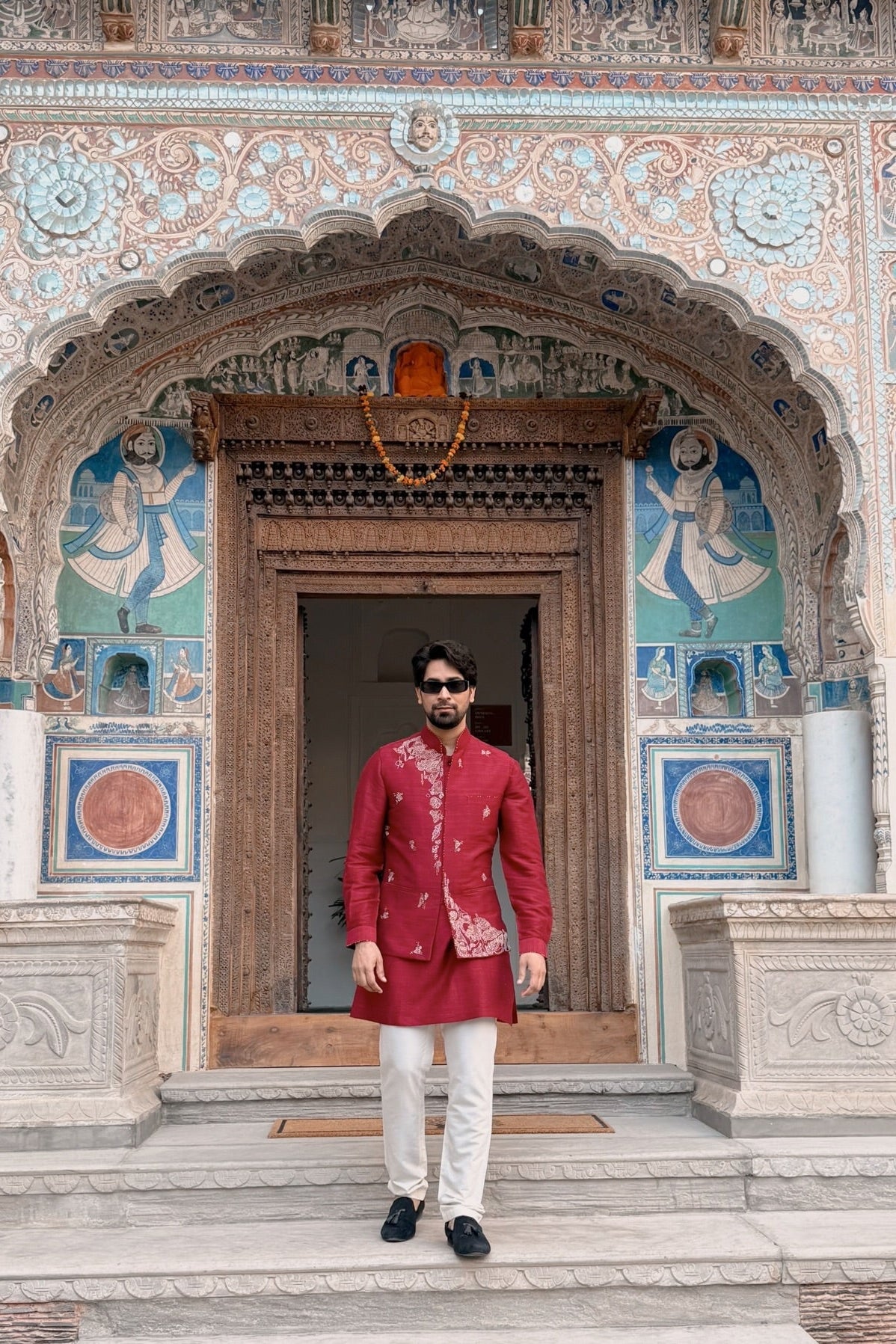 Ankush Bahuguna in Crimson Embroidered Sherwani Jacket