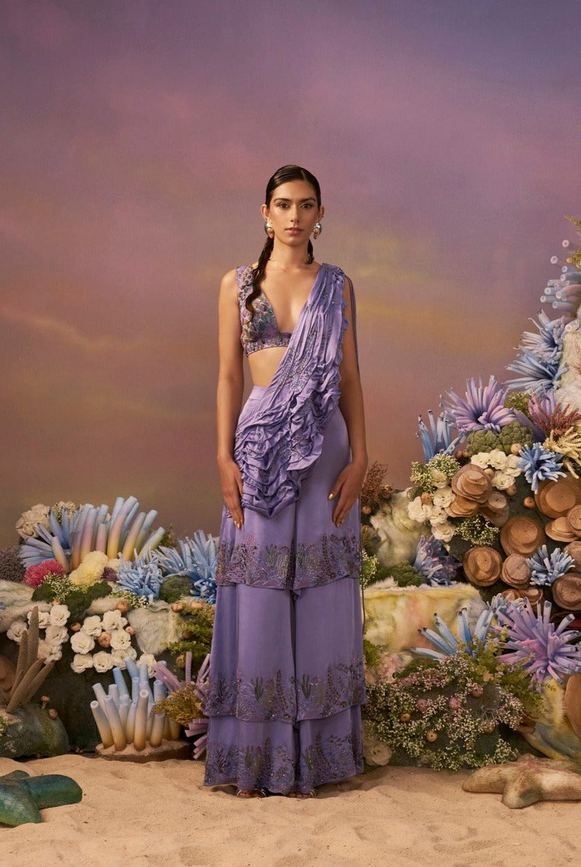 Coral Palazzo with Drape