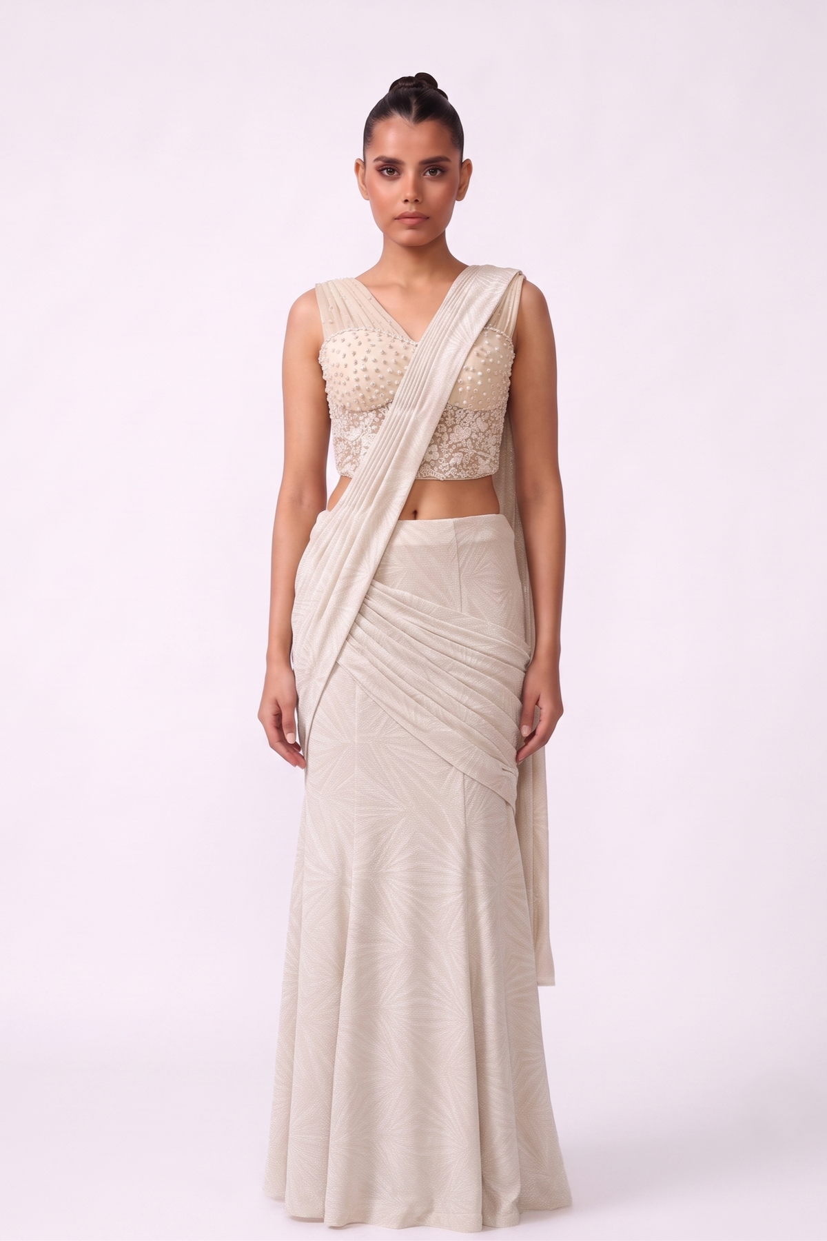 Pearl Corset Saree - Full View