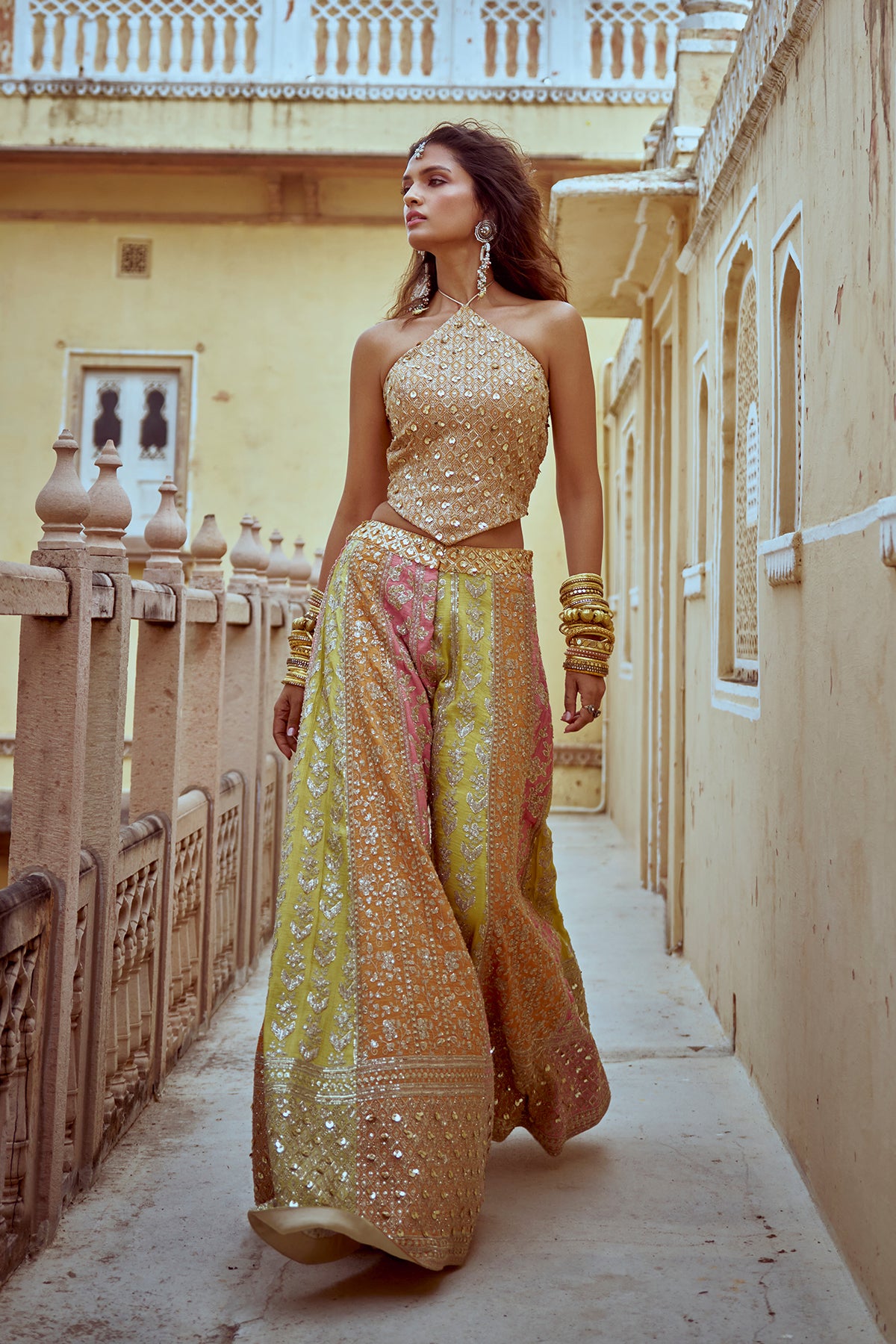 The Gilded Sunset Ensemble Sharara Set