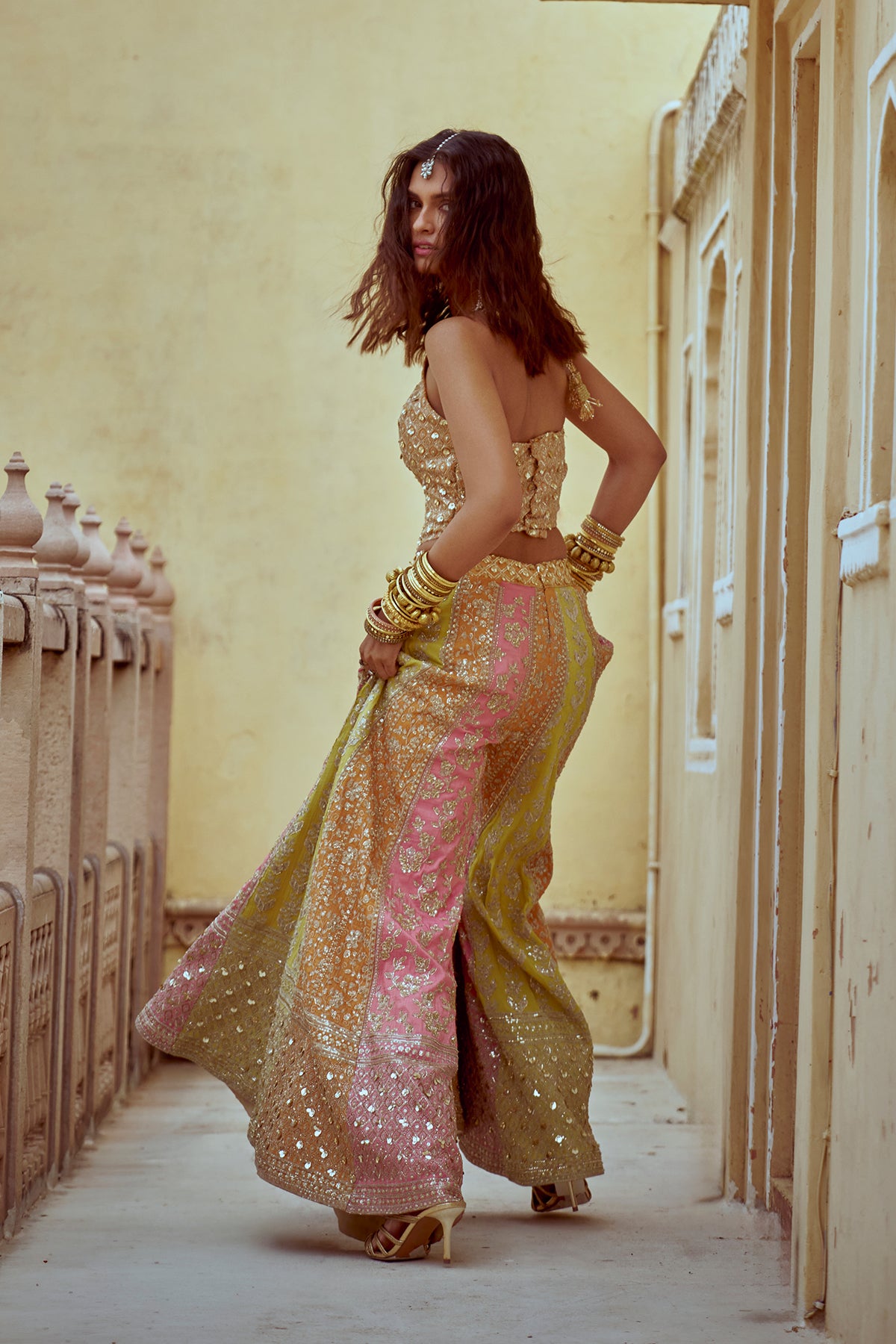 The Gilded Sunset Ensemble Sharara Set