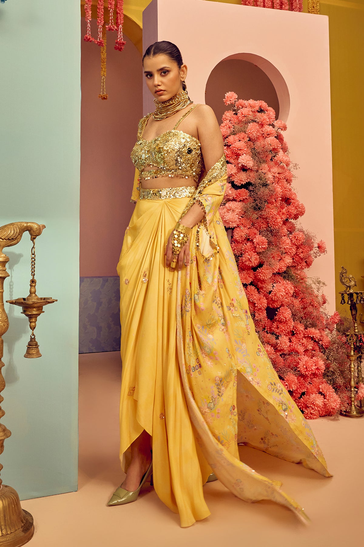 Yellow Drape Saree