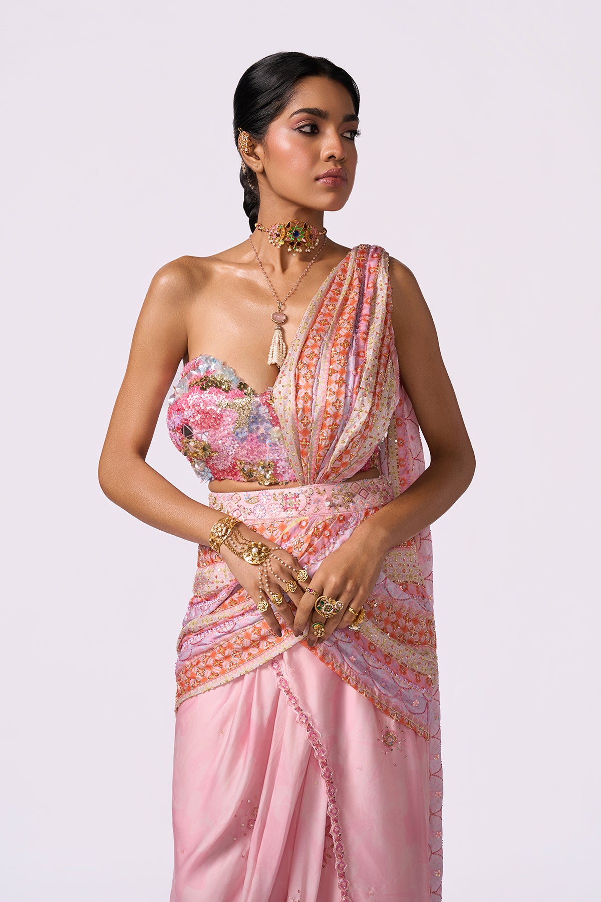 Paster Pink Drape Saree