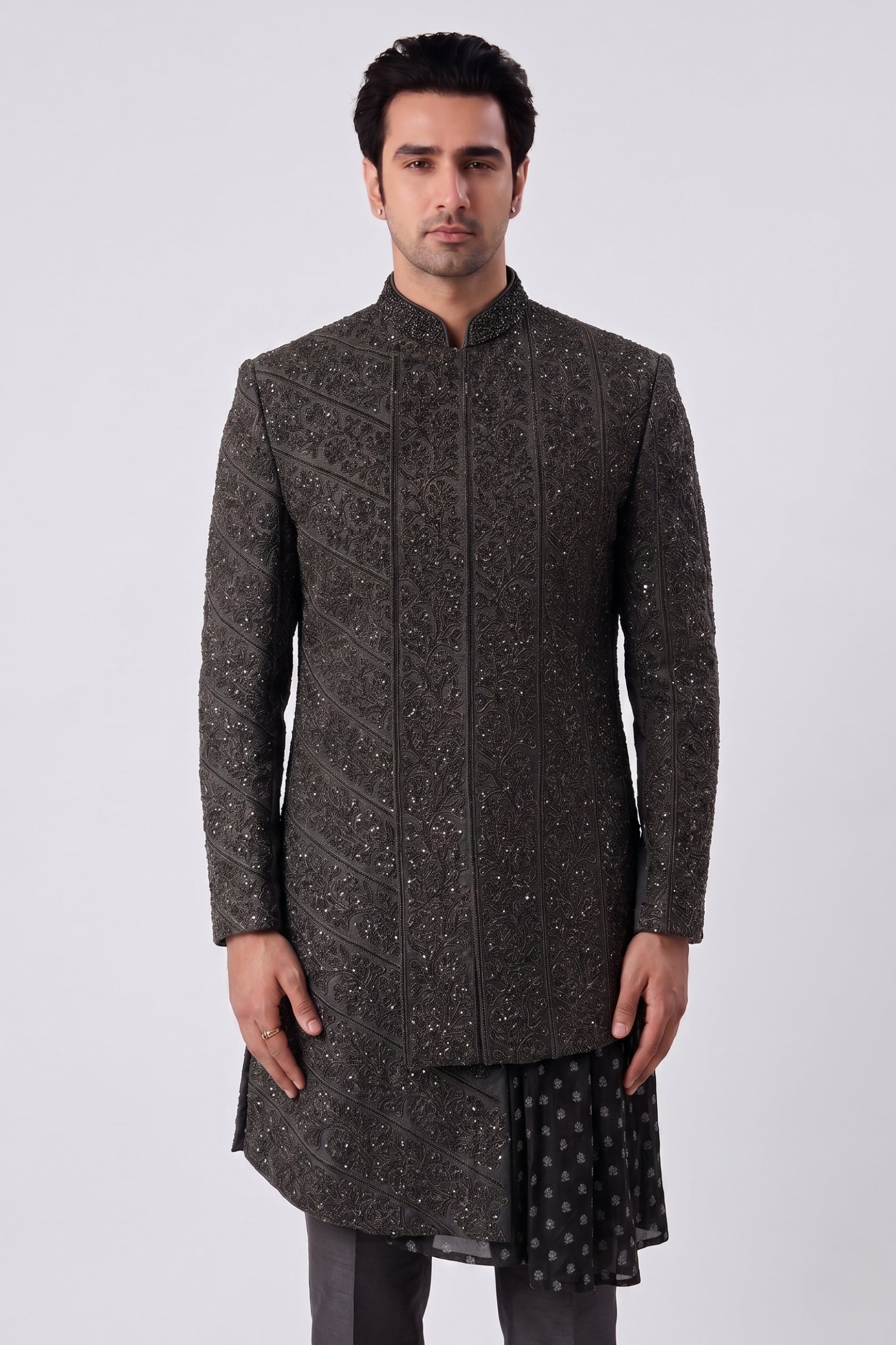 The Obsidian Bloom Sherwani