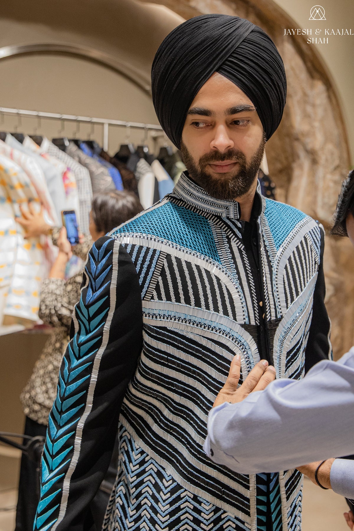 Manjot Singh Geometric Embroidered Jacket