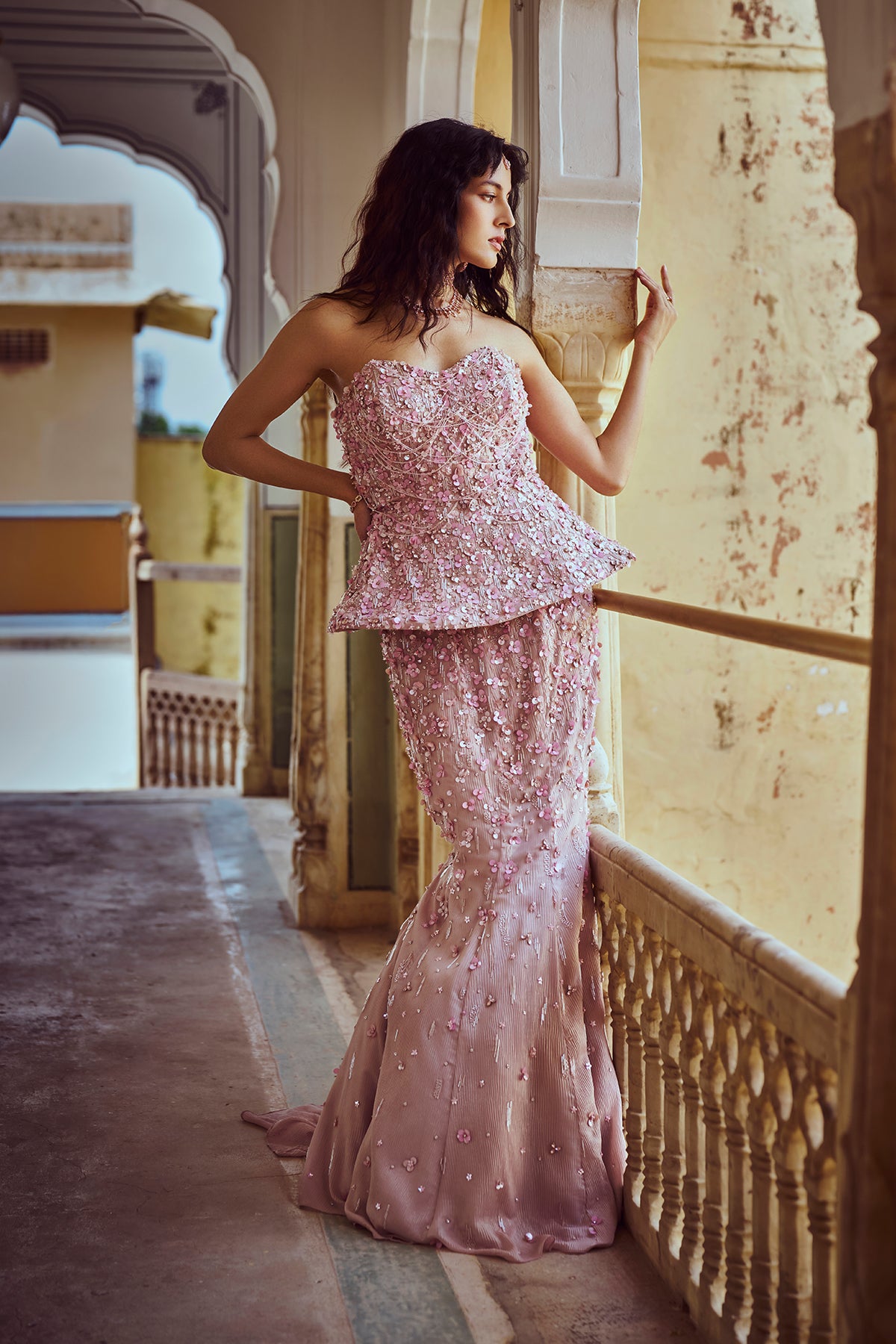 Rose Petal Peplum Gown