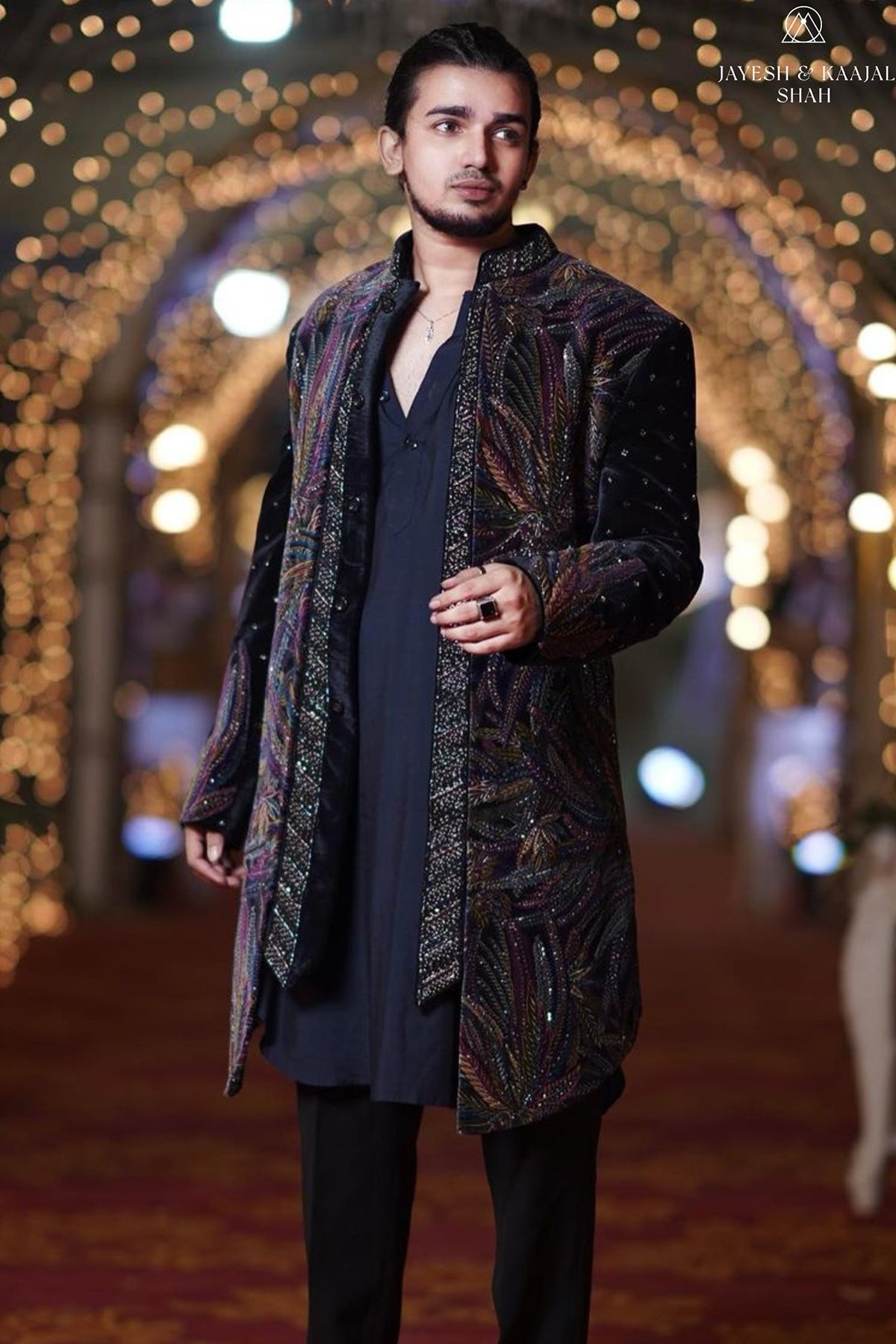 Obsidian Velvet Sherwani - Vishal Pandey
