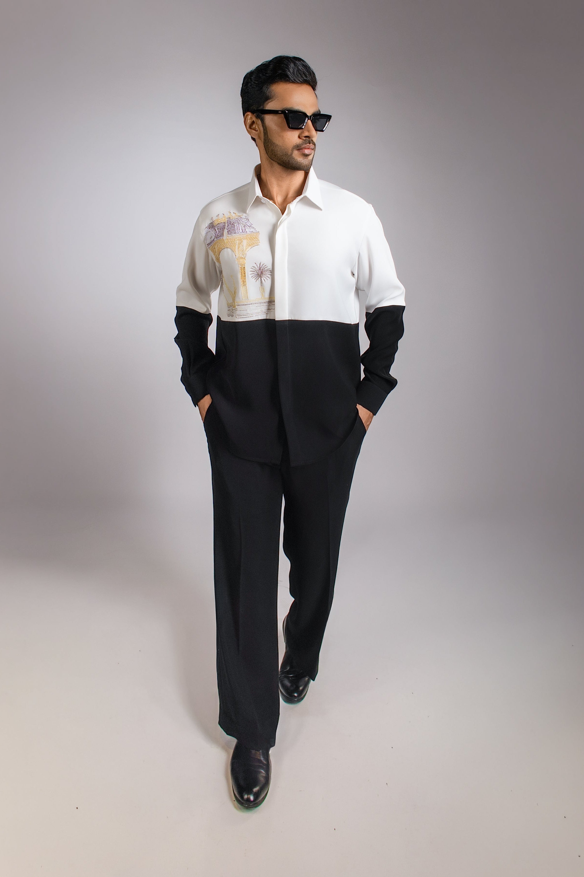 The Gilded Arch Colour-Block Embroidered Shirt