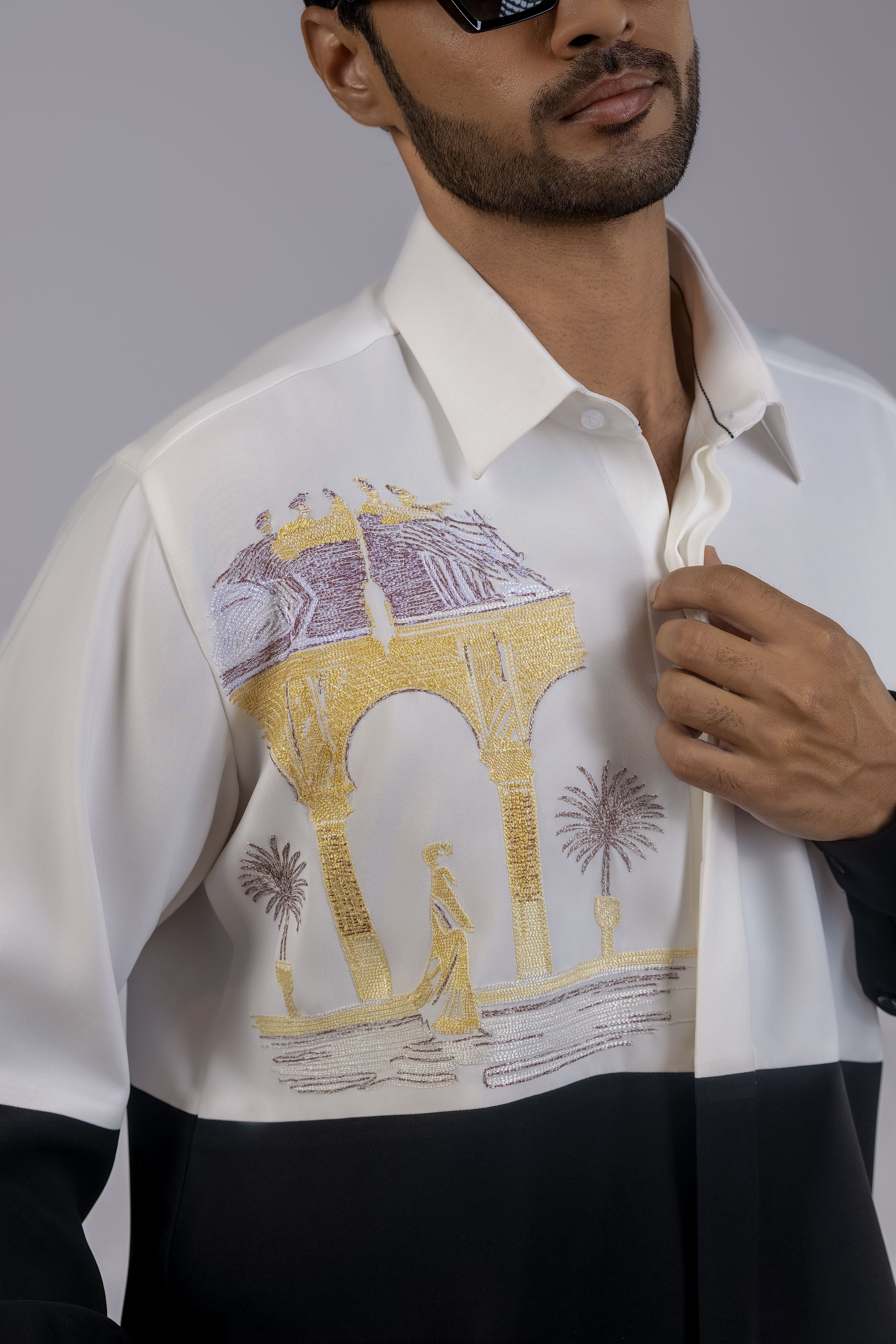 The Gilded Arch Colour-Block Embroidered Shirt