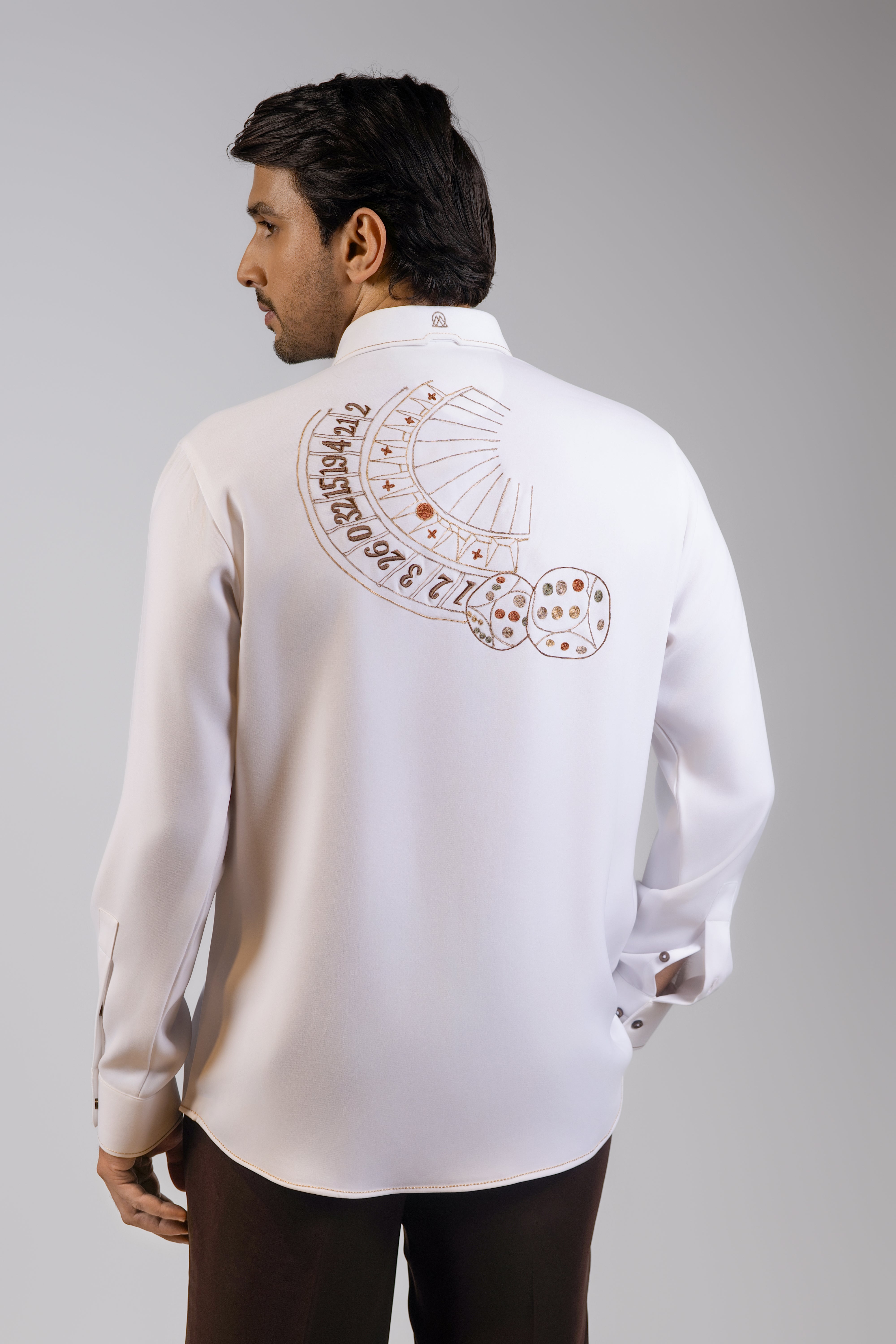 All In — The Casino Embroidered White Shirt