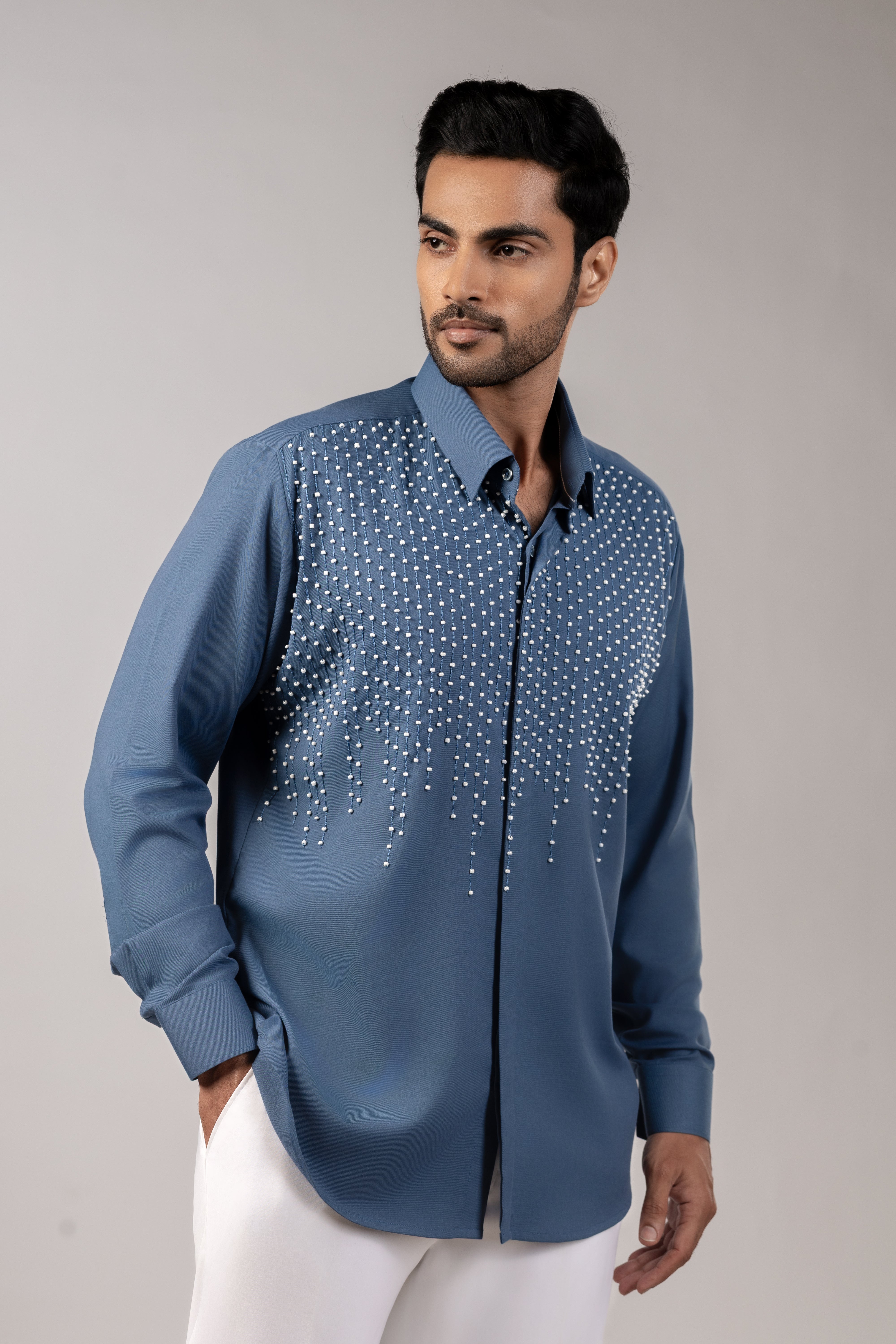 Steel Blue Crystal Rain Shirt