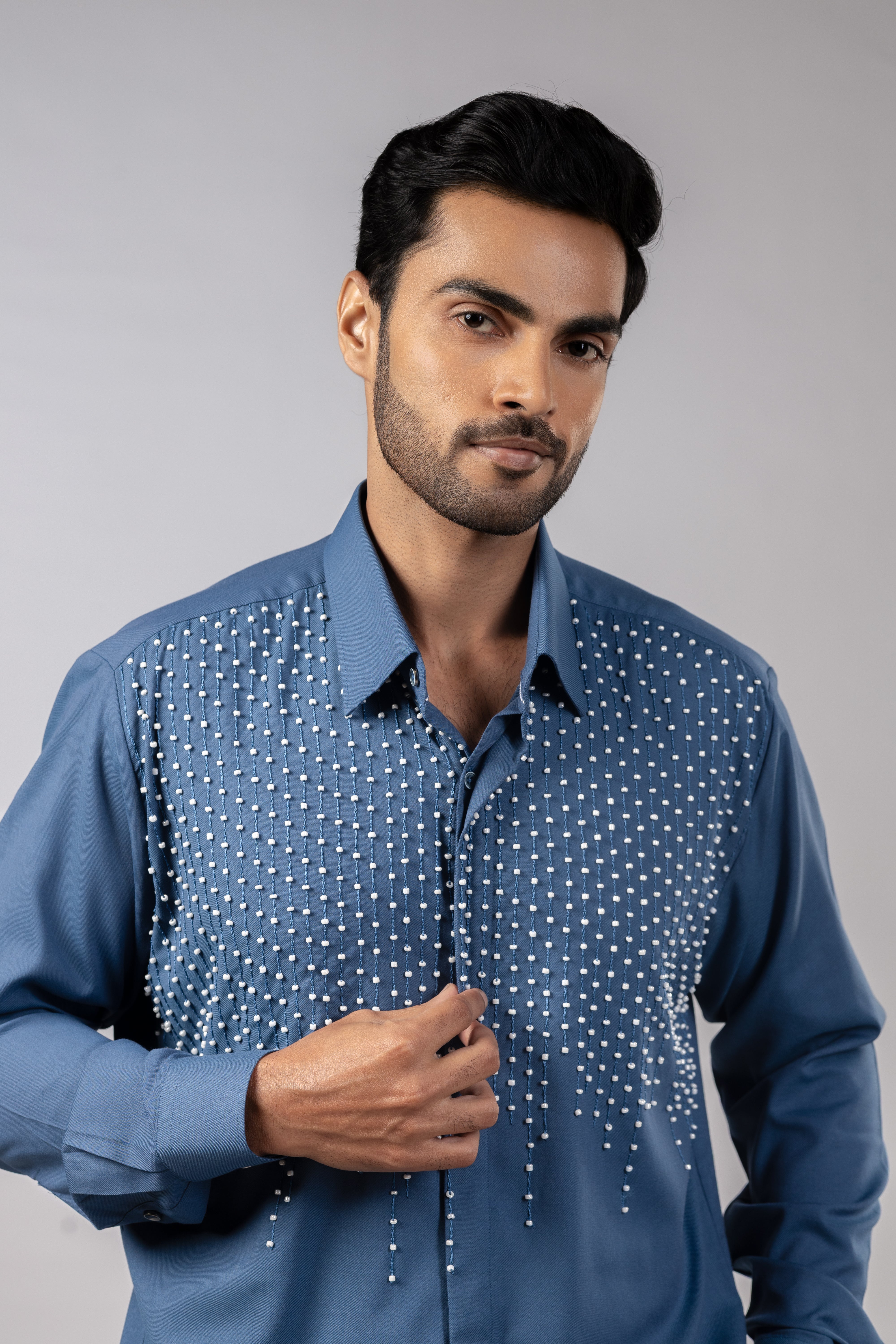 Steel Blue Crystal Rain Shirt