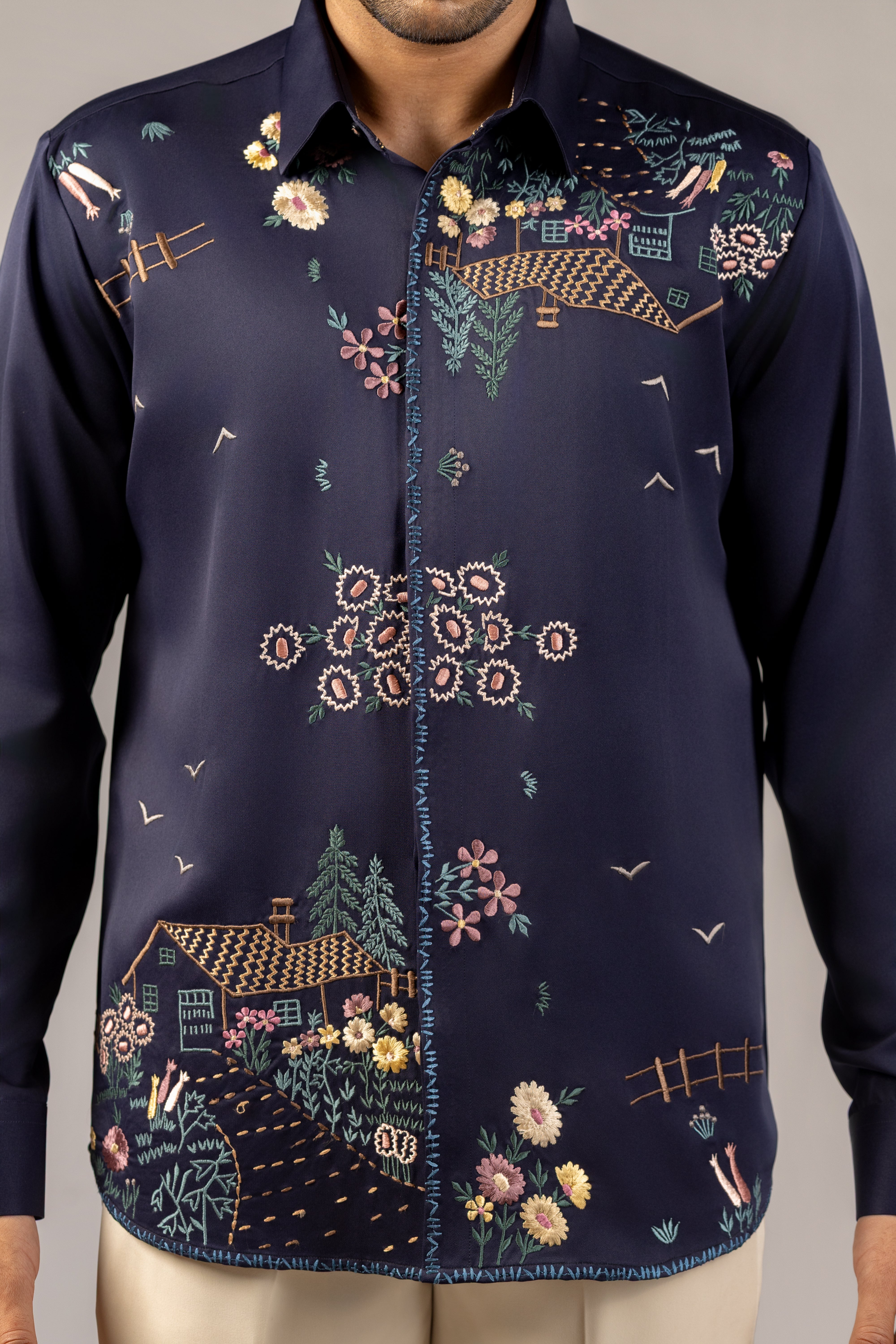 Wildfield Navy Satin Shirt