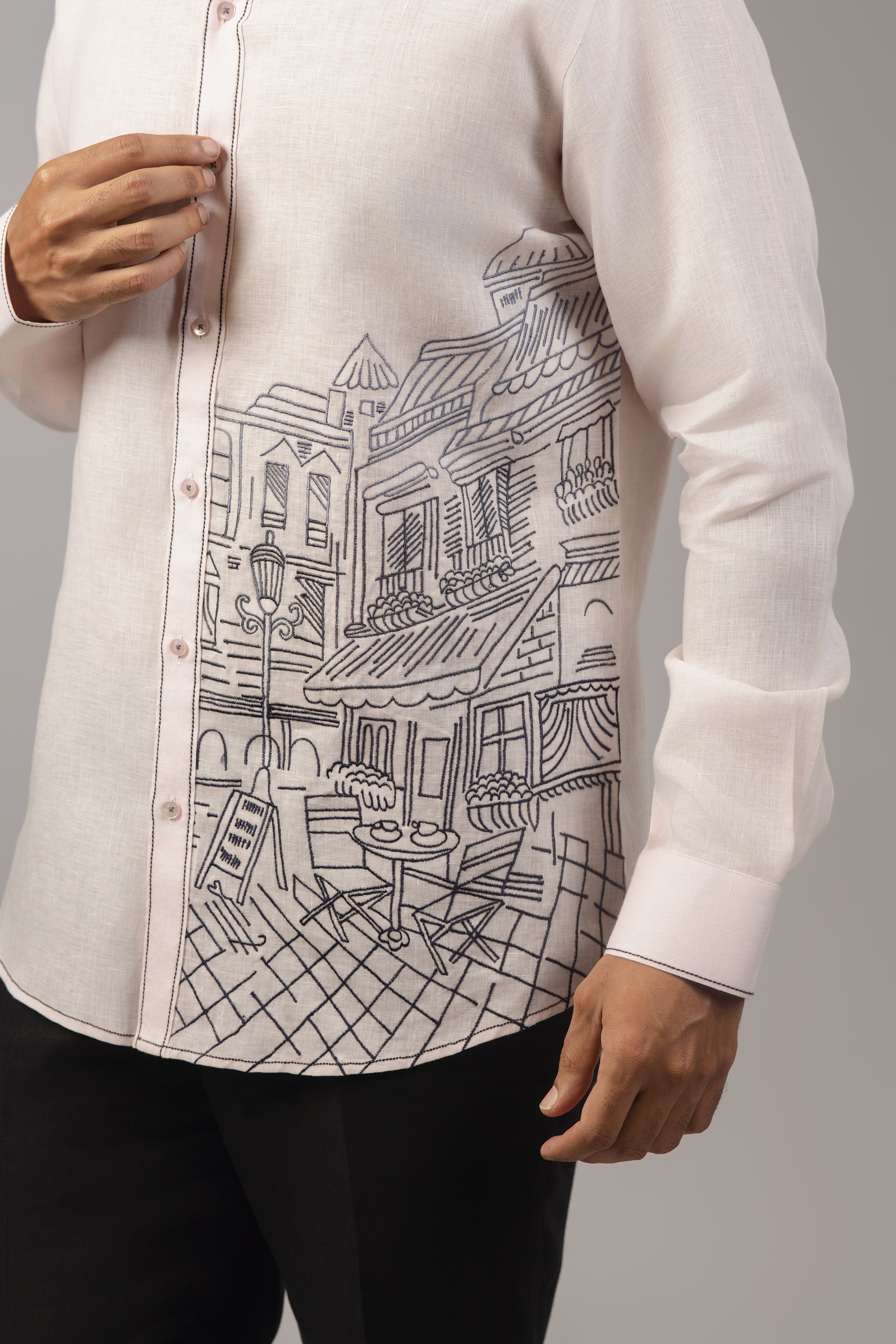 The Café Noir Shirt — Off-White Parisian Streetscape