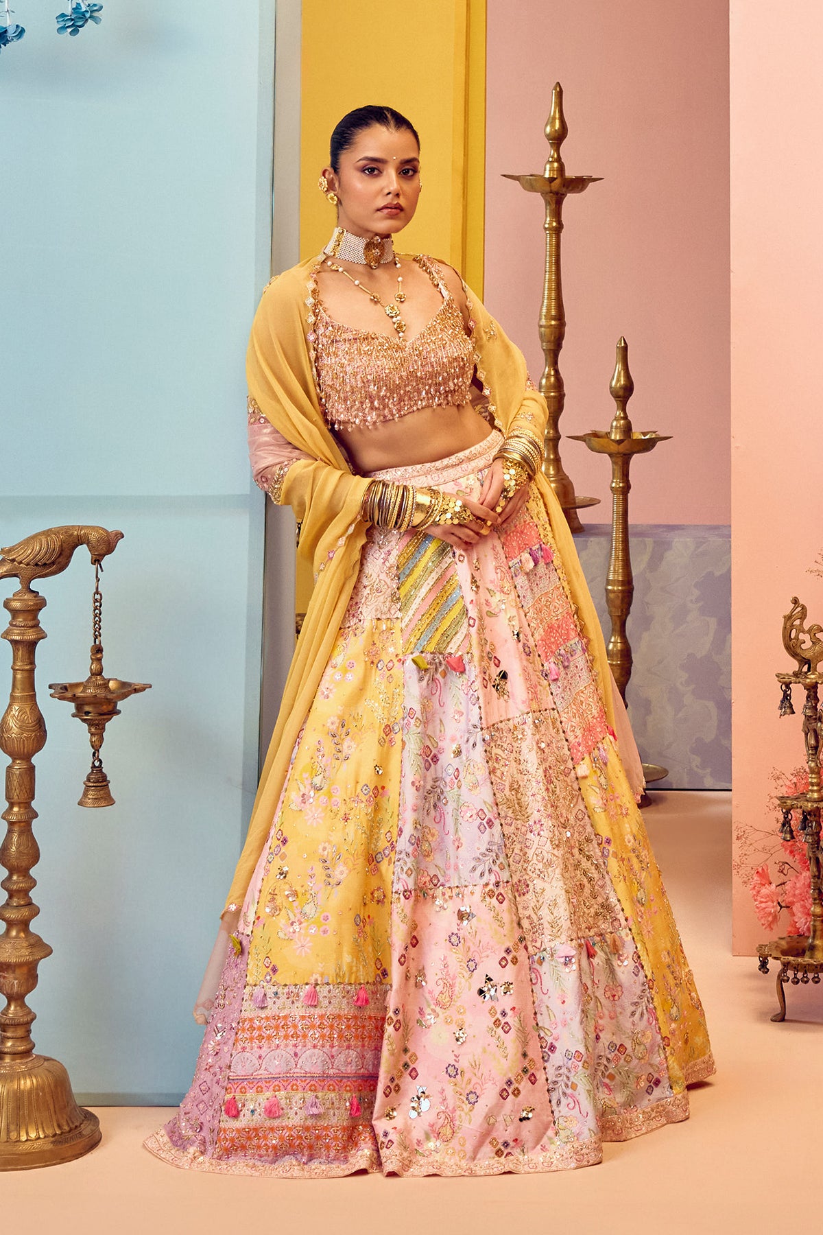 Pink & Yellow Bridal Lehenga