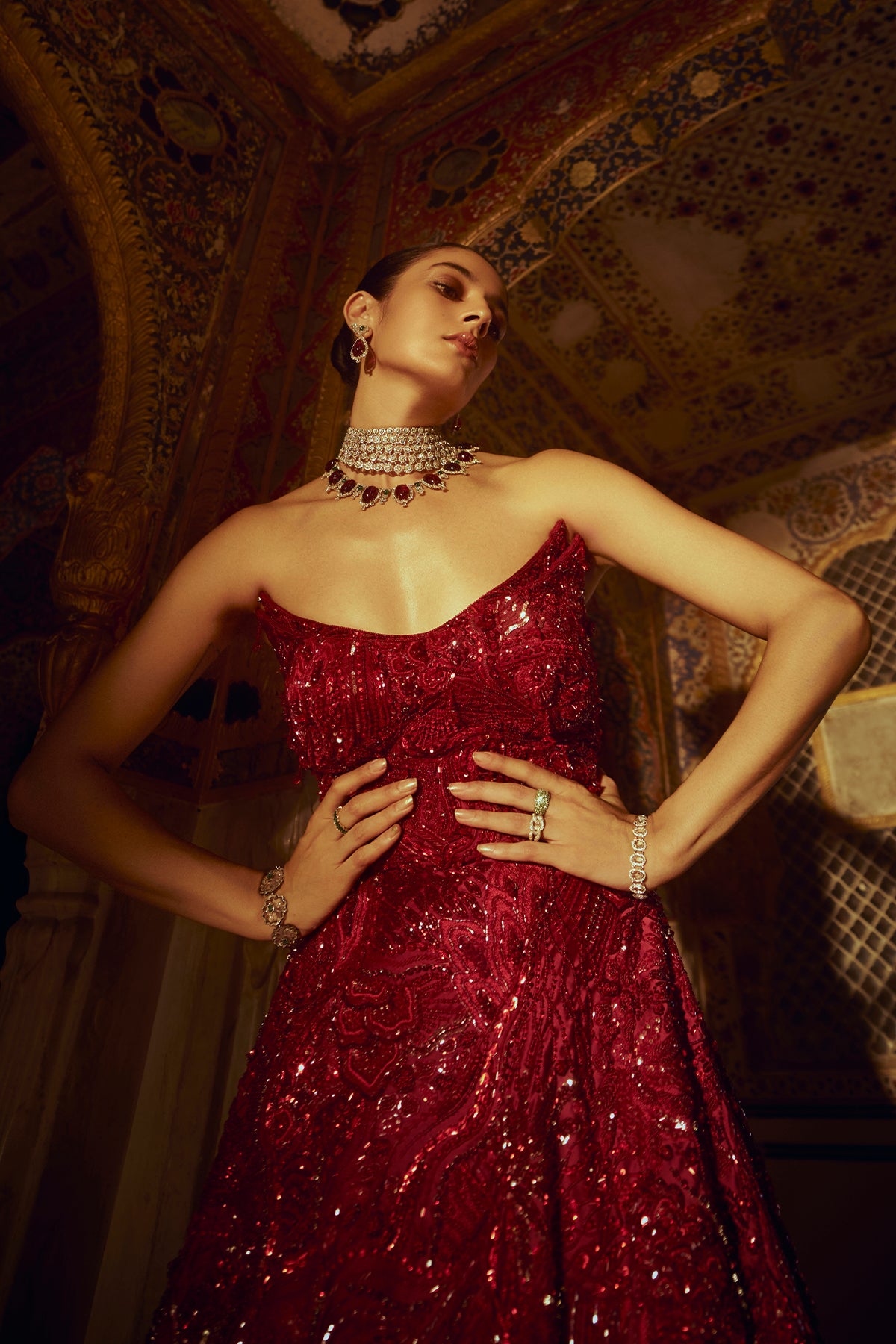 Garnet Glaze Strapless Gown