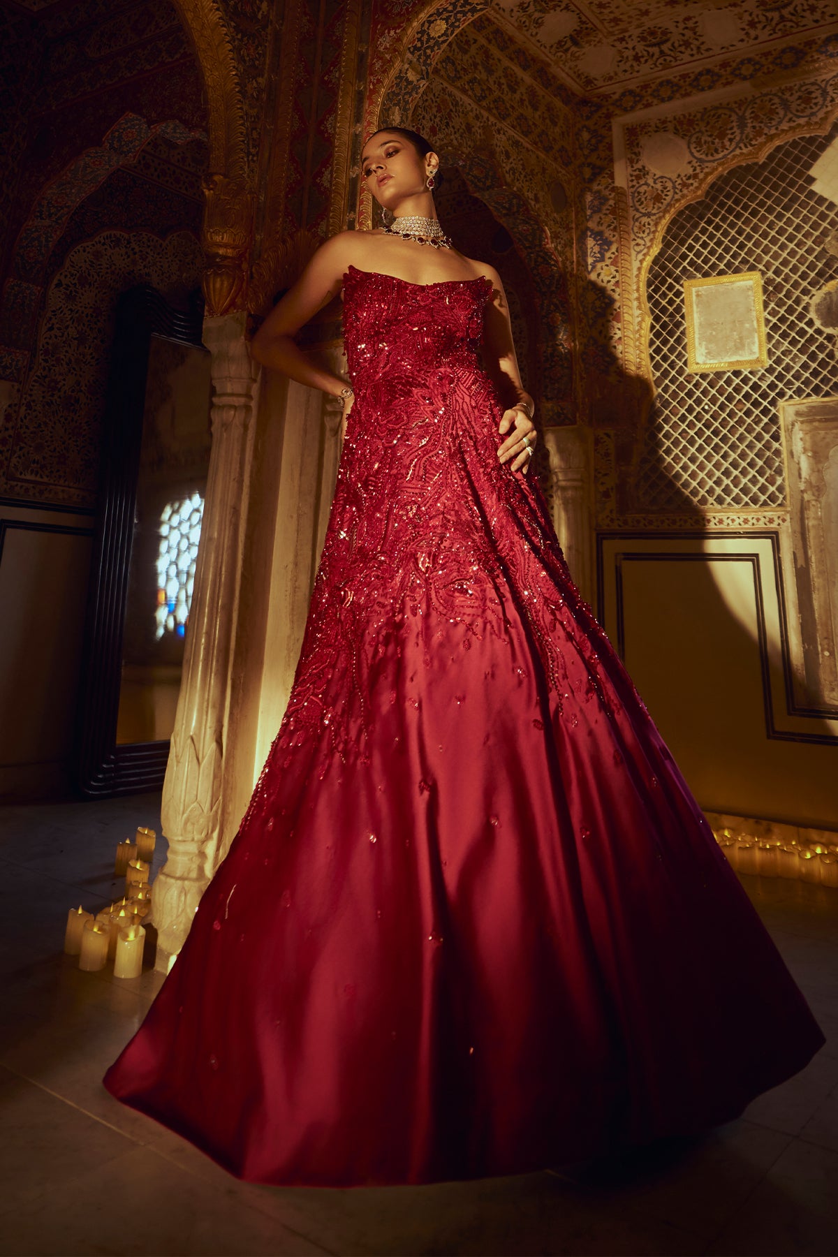 Garnet Glaze Strapless Gown