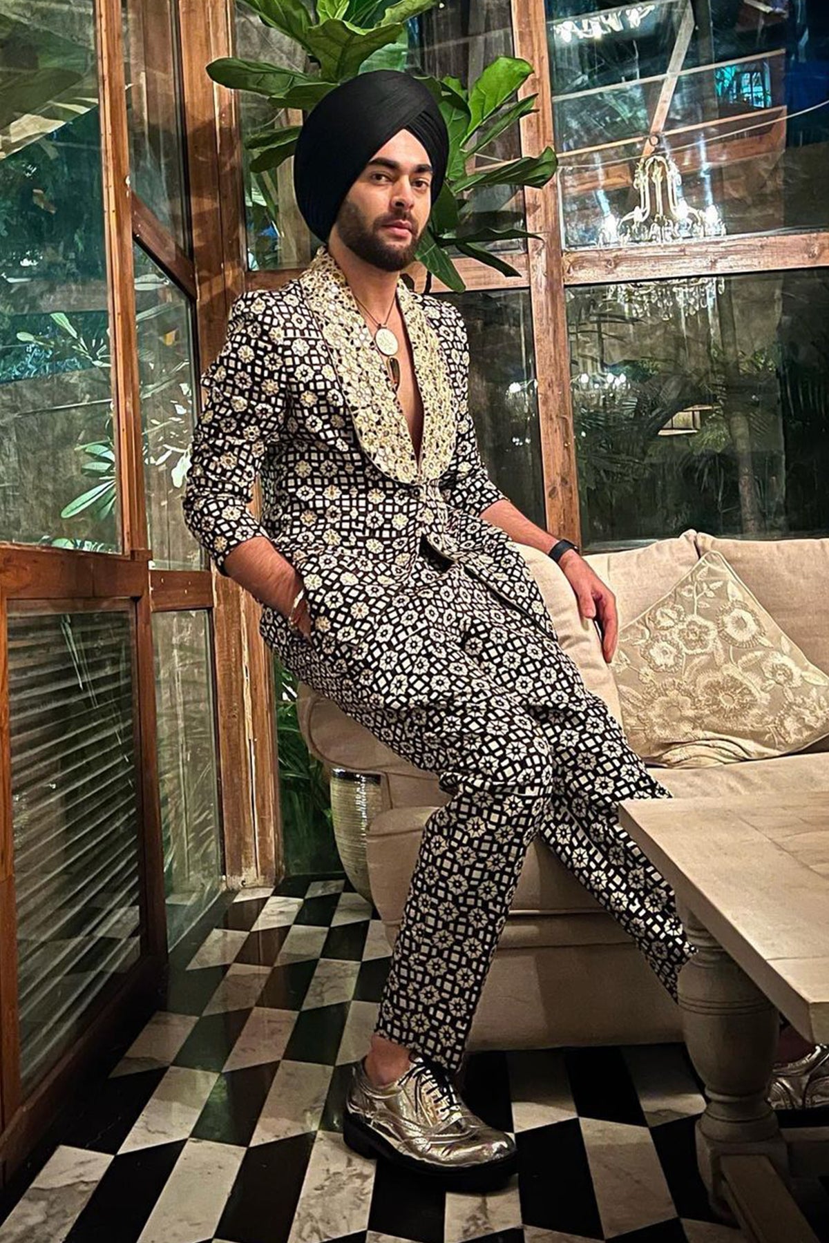 Geometric Print Suit worn by Manjot Singh