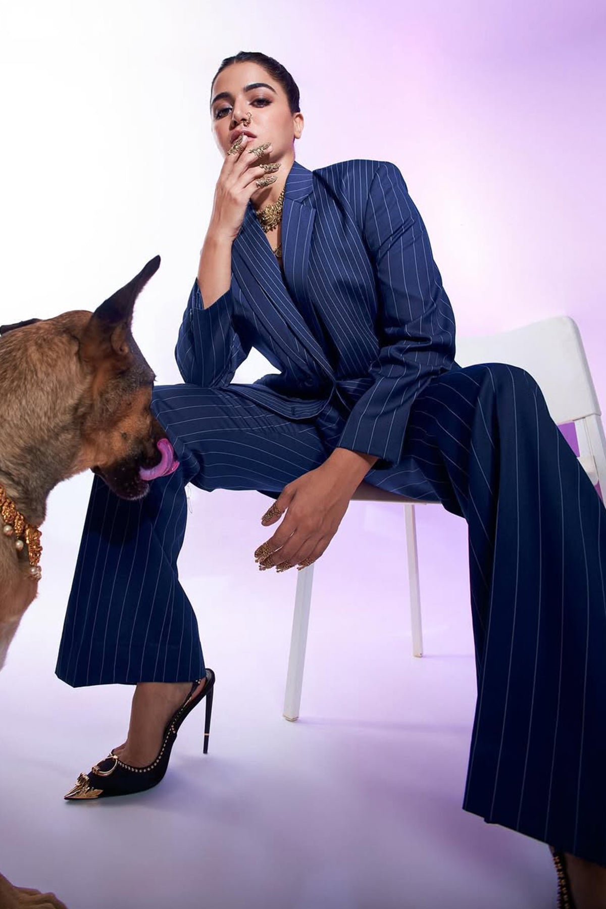 Wamiqa Gabbi's Navy Pinstripe Suit