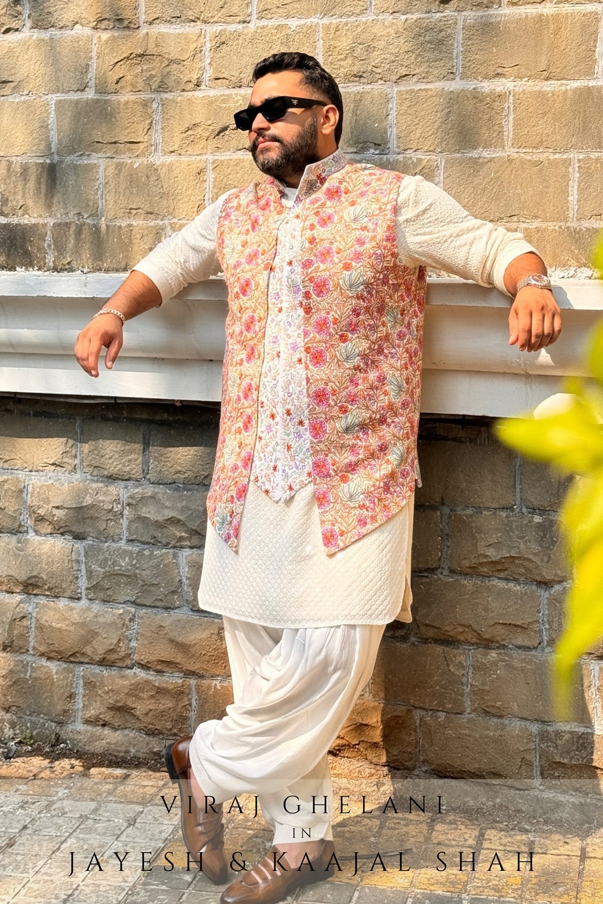 Viraj Ghelani in Phulkari Nehru Jacket
