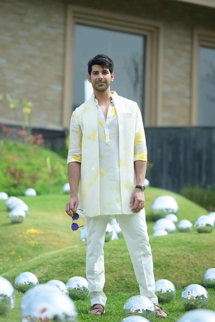 Pavail Gulati in Ivory & Yellow Haldi Kurta Set