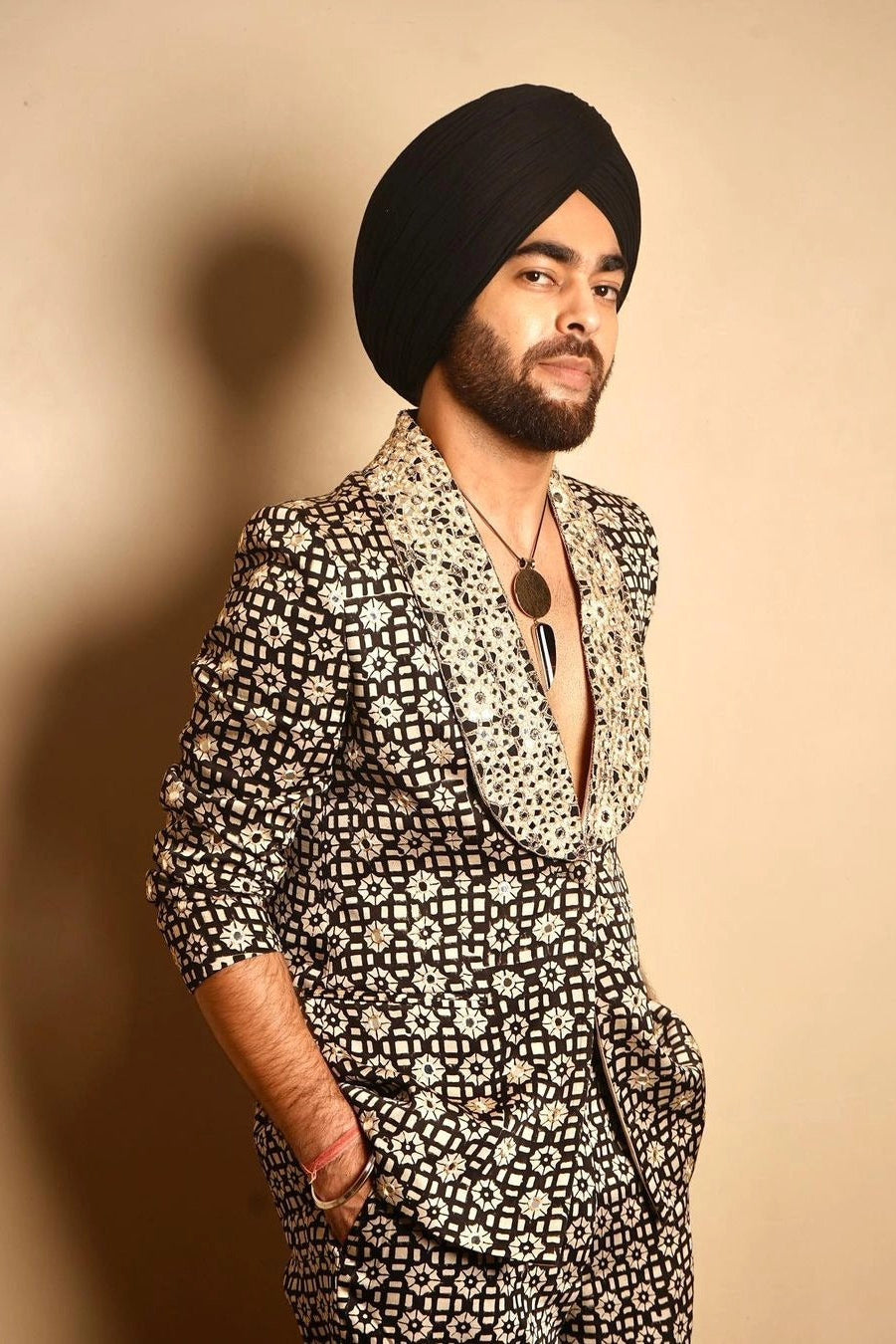 Geometric Print Suit worn by Manjot Singh
