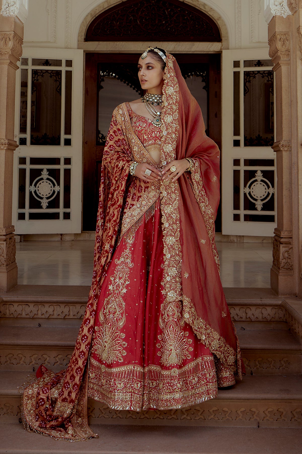 Traditional Crimson Bridal Lehenga