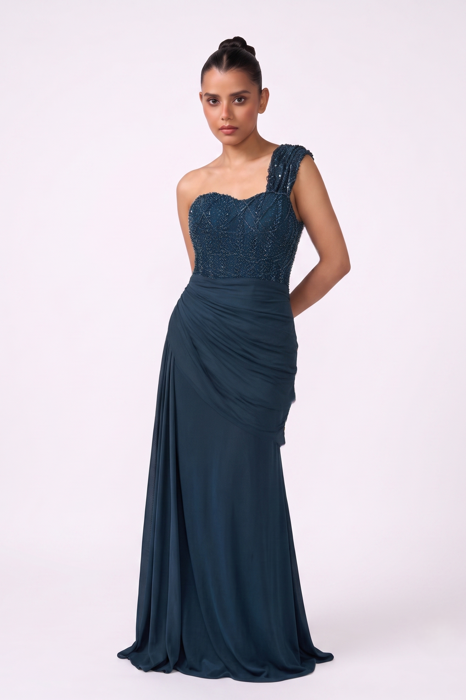 Teal Constellation Indo-Western Gown