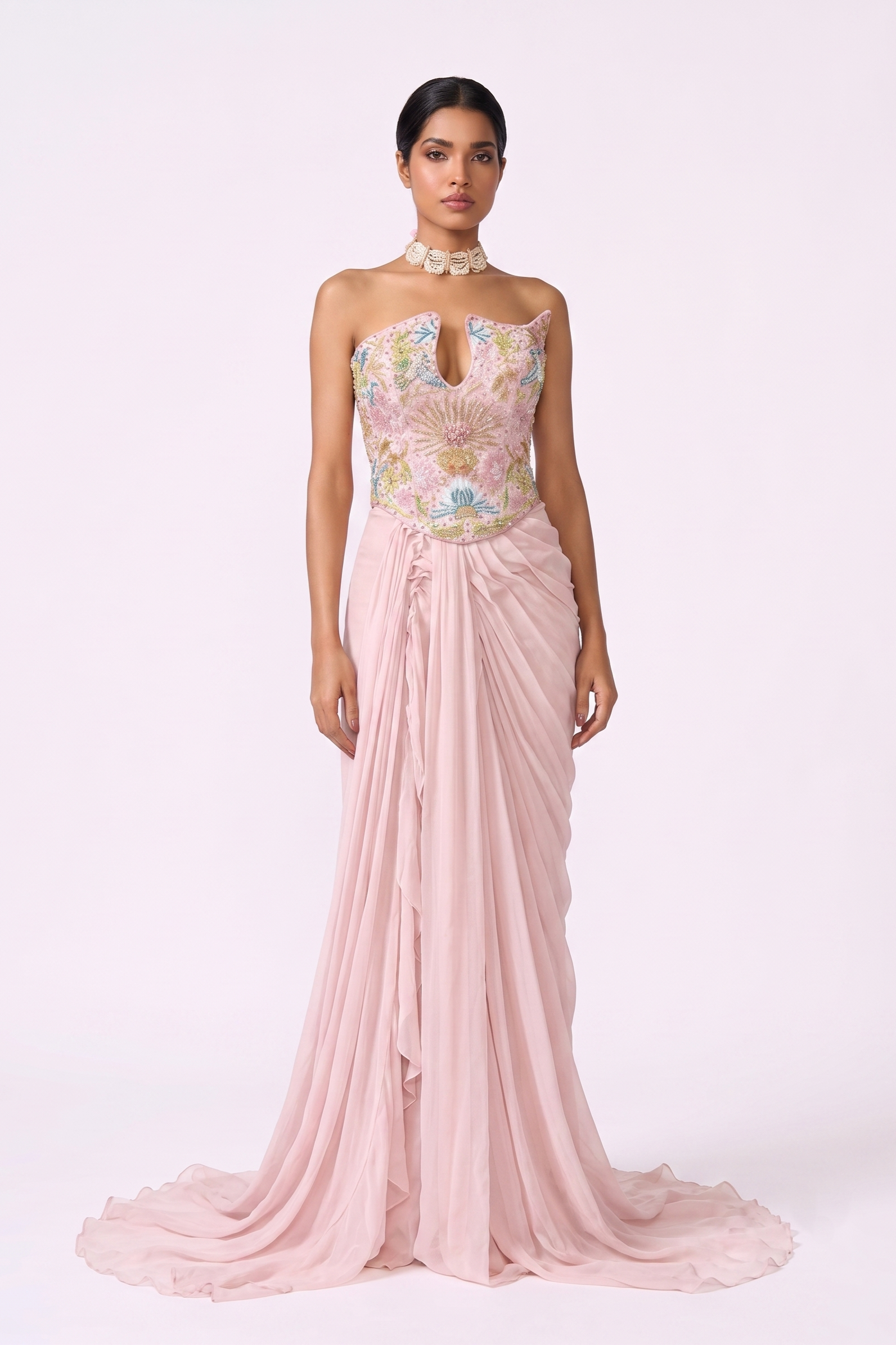 Blush Bloom Corset Gown - Full View